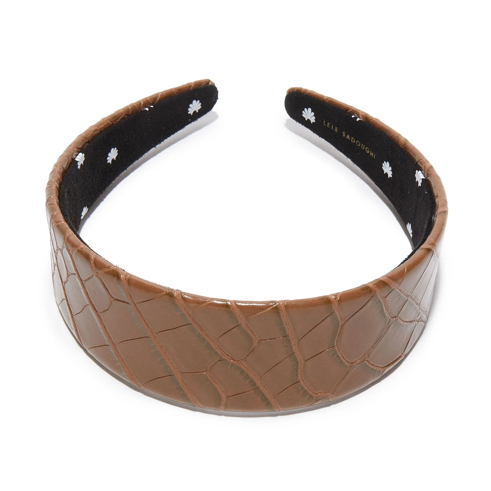 CEDAR BROWN FAUX CROC CHER HEADBAND sold by Lele Sadoughi product image thumbnail 3