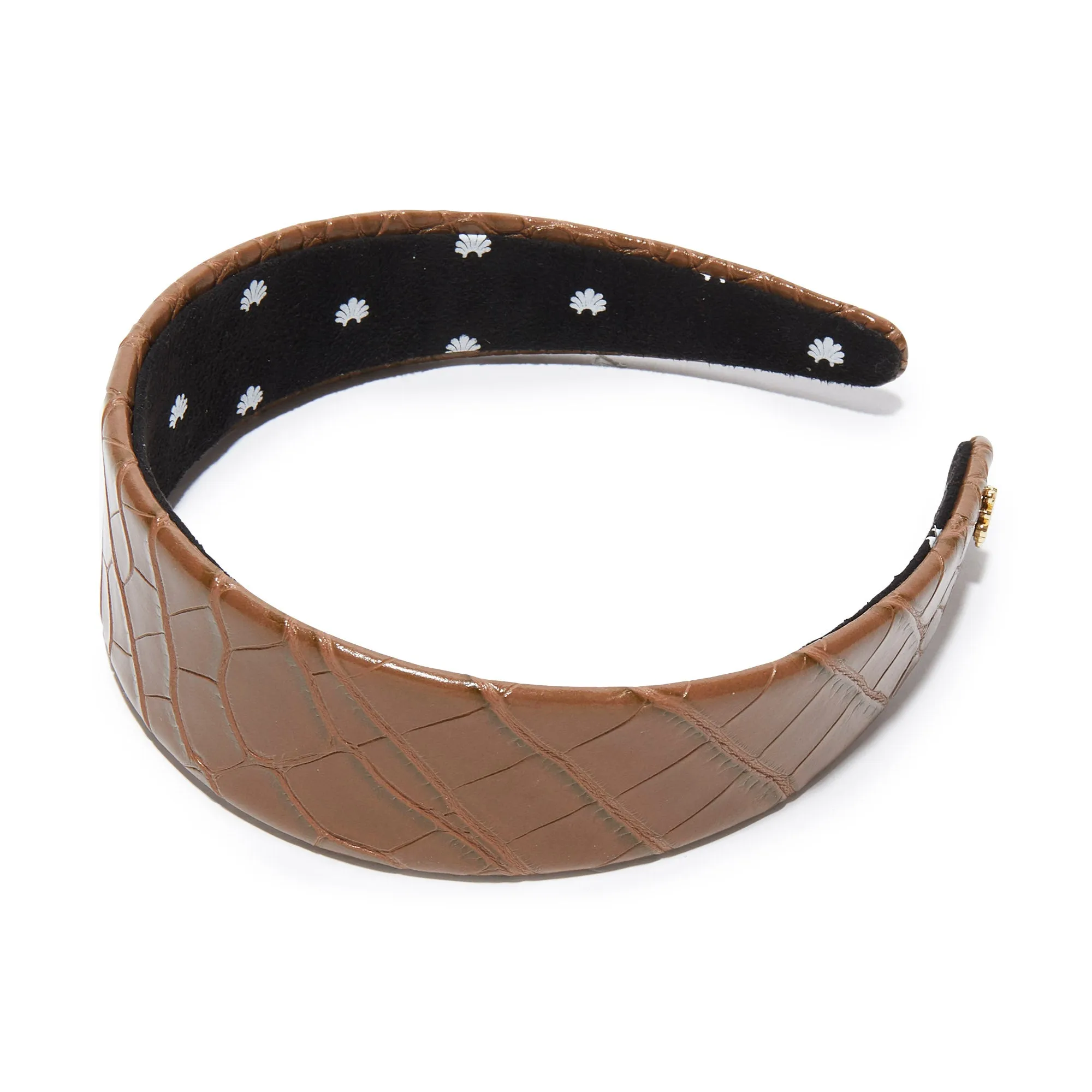 CEDAR BROWN FAUX CROC CHER HEADBAND sold by Lele Sadoughi