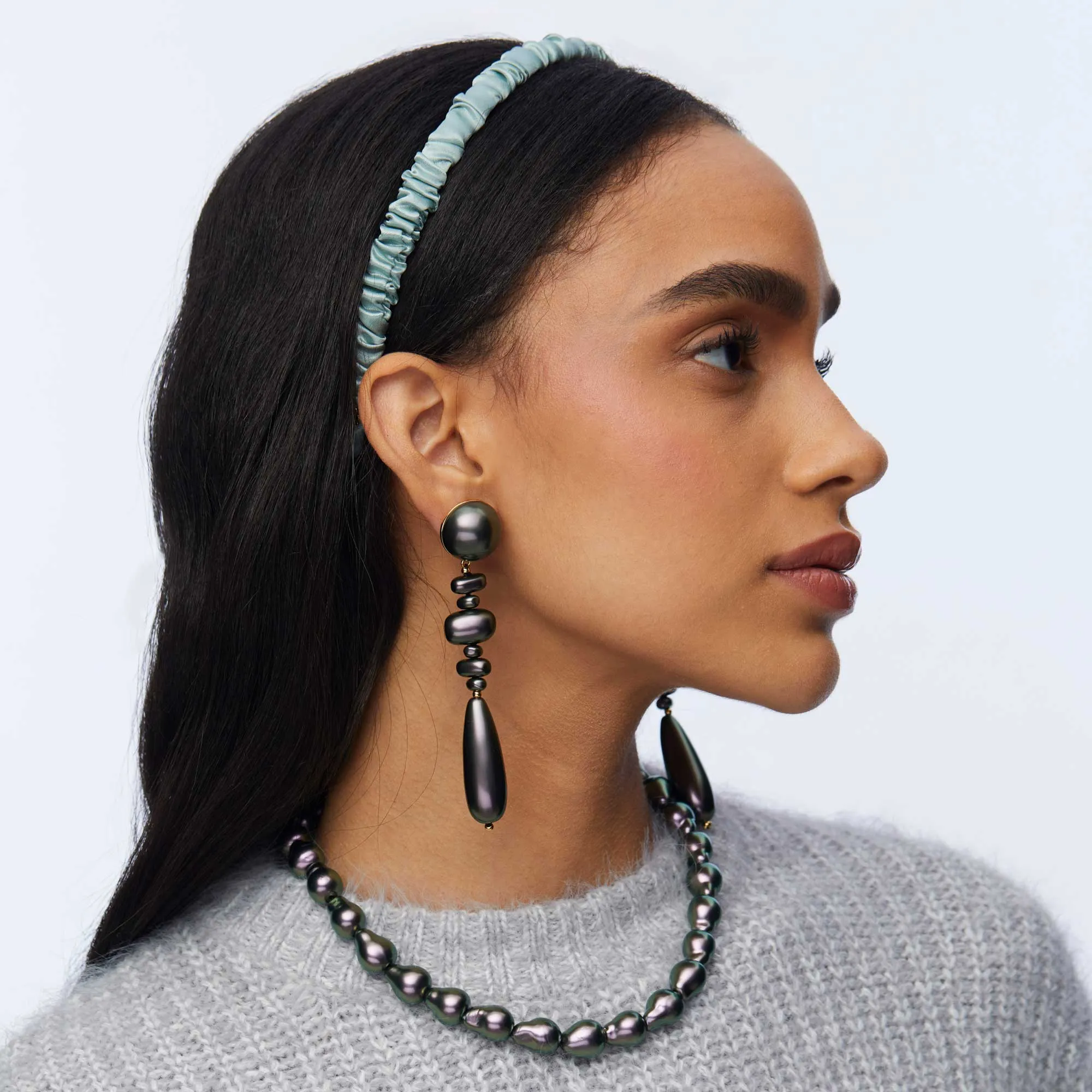 FRENCH BLUE JESSIE SILK HEADBAND sold by Lele Sadoughi product image thumbnail 4