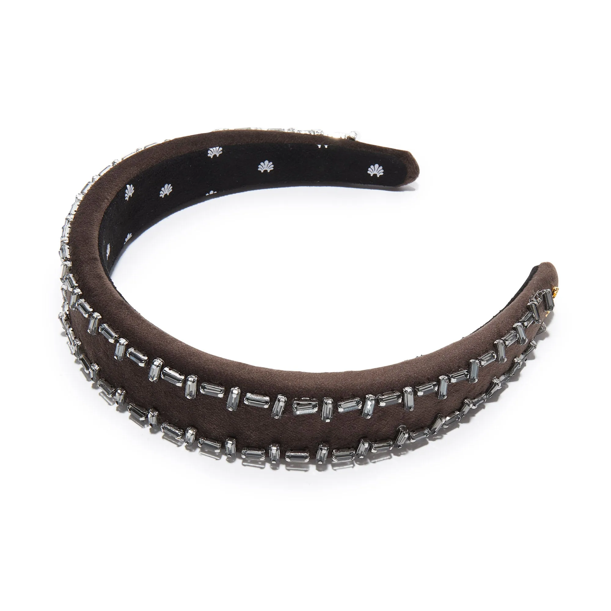 CHARCOAL ALICE CRYSTAL EDGE HEADBAND sold by Lele Sadoughi