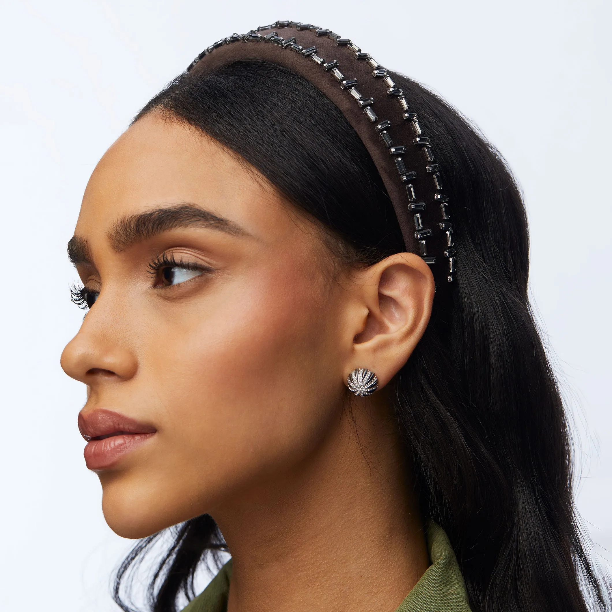 CHARCOAL ALICE CRYSTAL EDGE HEADBAND sold by Lele Sadoughi product image thumbnail 3