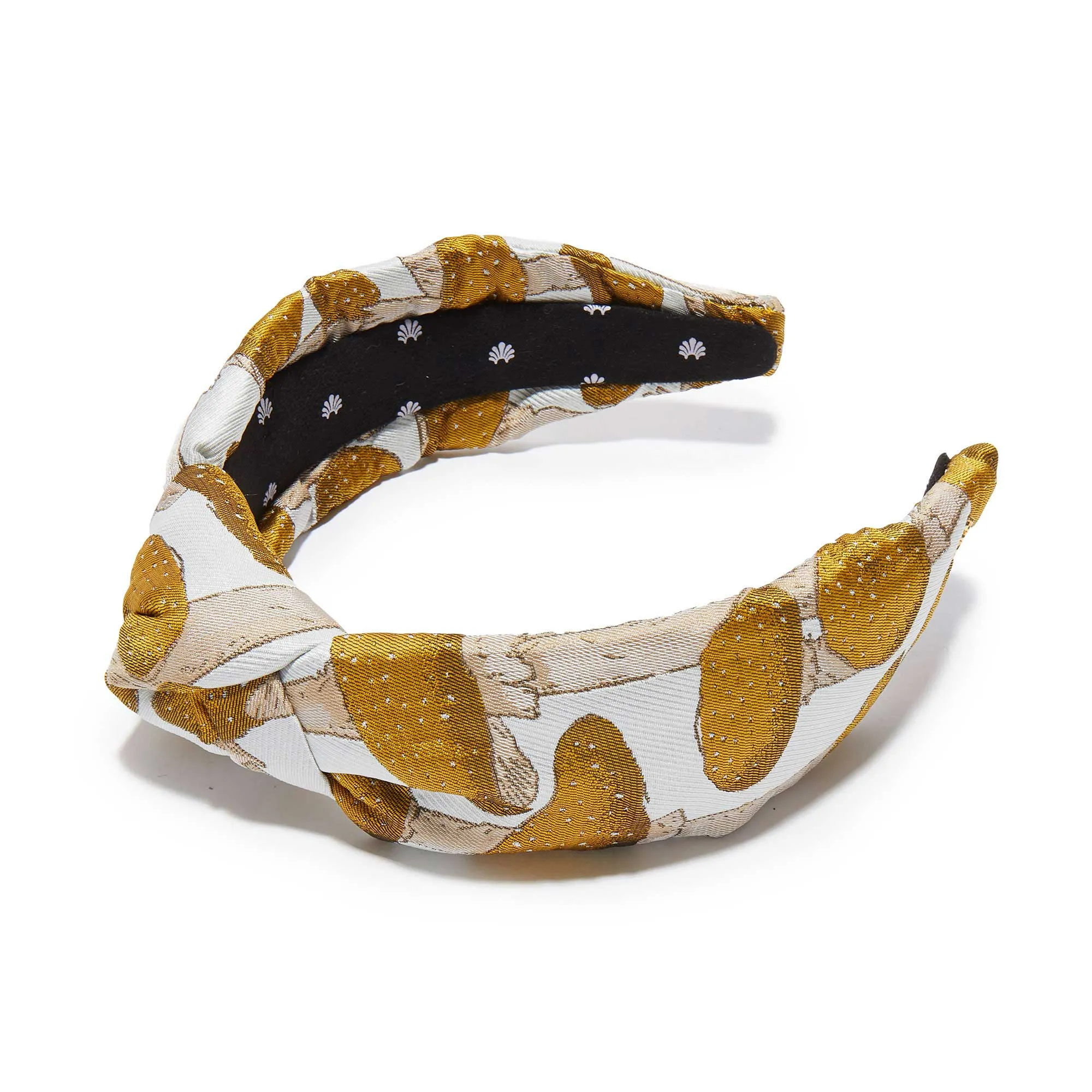 SAFFRON MUSHROOM BROCADE KNOTTED HEADBAND sold by Lele Sadoughi