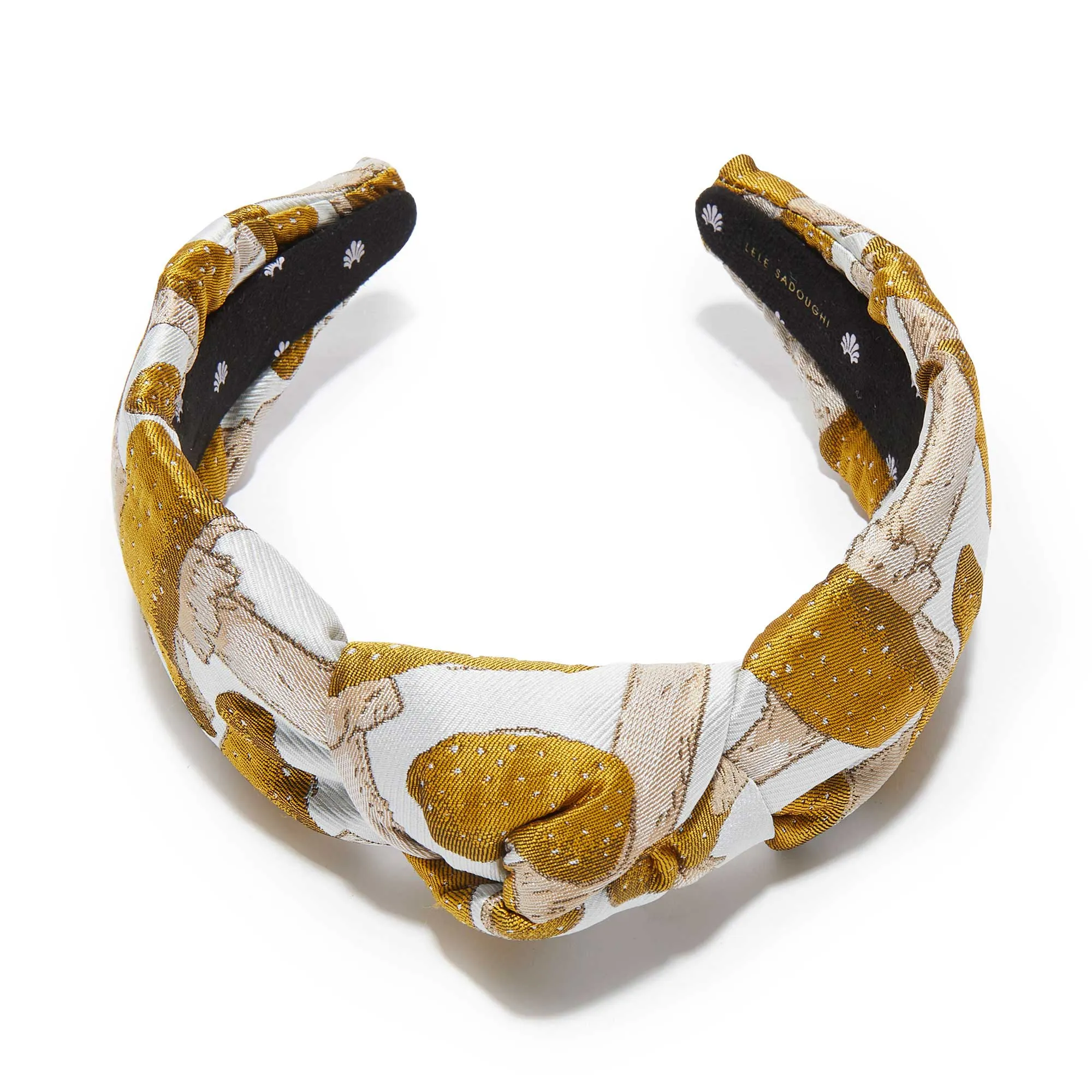 SAFFRON MUSHROOM BROCADE KNOTTED HEADBAND sold by Lele Sadoughi product image thumbnail 3