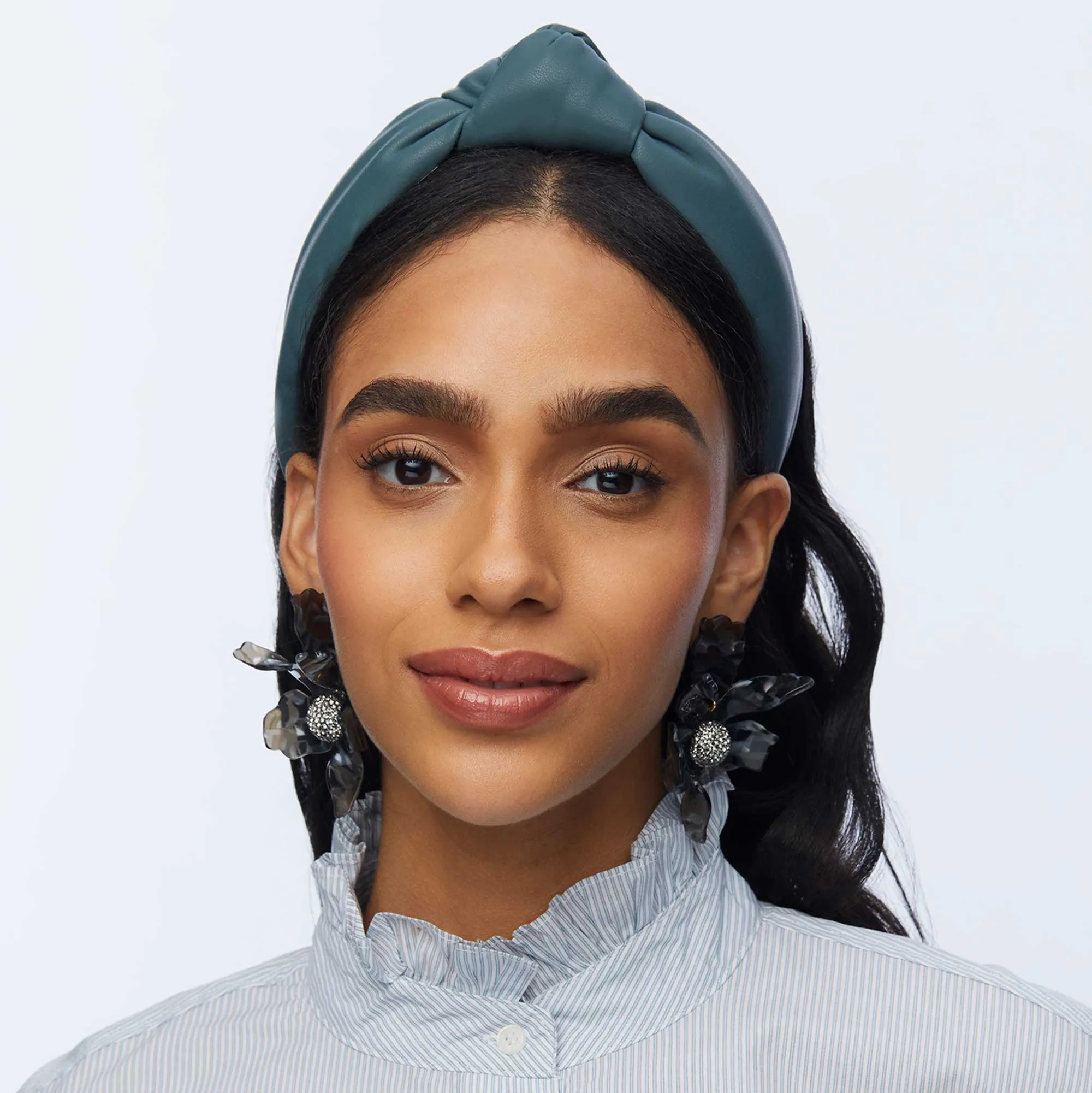 CHARCOAL FAUX LEATHER KNOTTED HEADBAND sold by Lele Sadoughi product image thumbnail 2