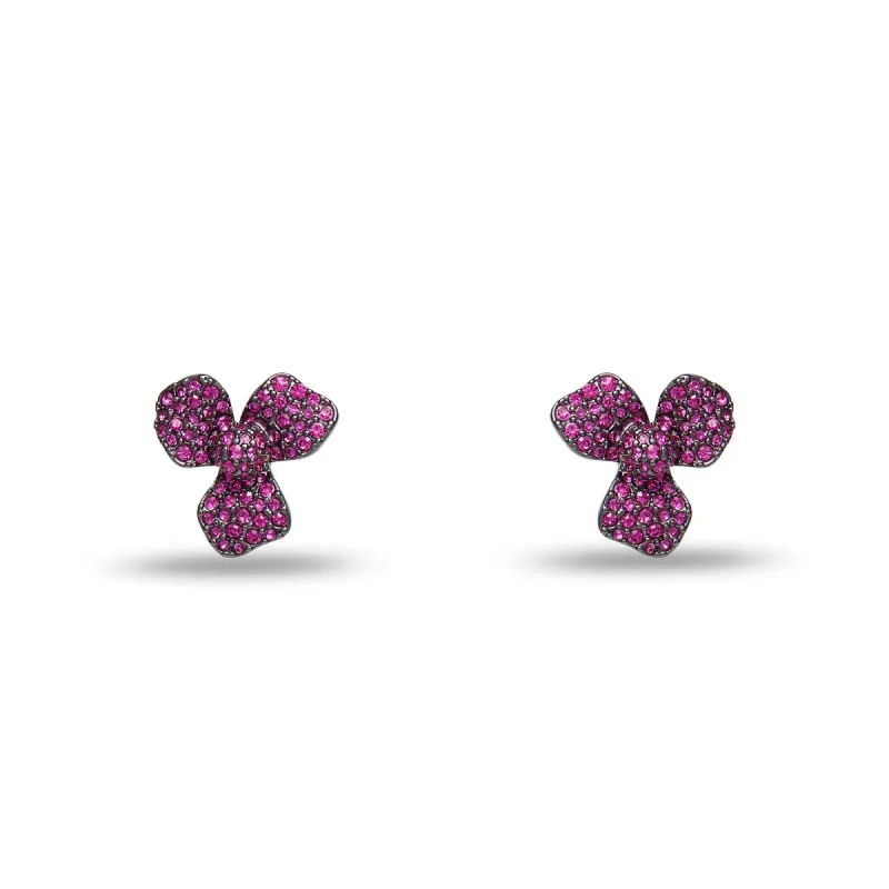 RASPBERRY PAVE TRILLIUM STUD EARRINGS sold by Lele Sadoughi