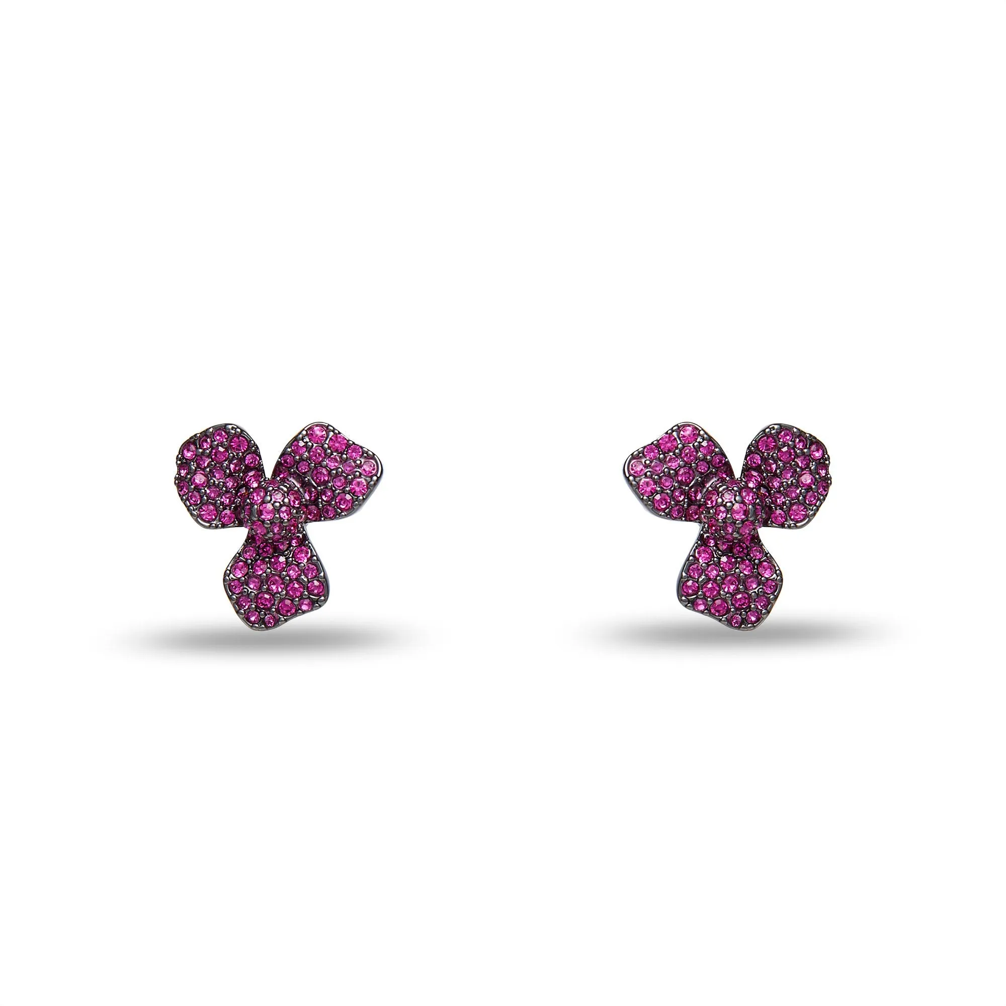 RASPBERRY PAVE TRILLIUM STUD EARRINGS sold by Lele Sadoughi
