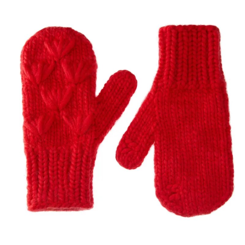 RED MOTLEY MITTENS sold by Lele Sadoughi
