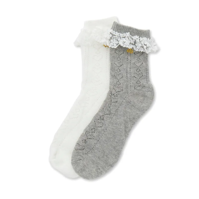 GREY IVORY SET OF 2 HEATHER SOCKS sold by Lele Sadoughi