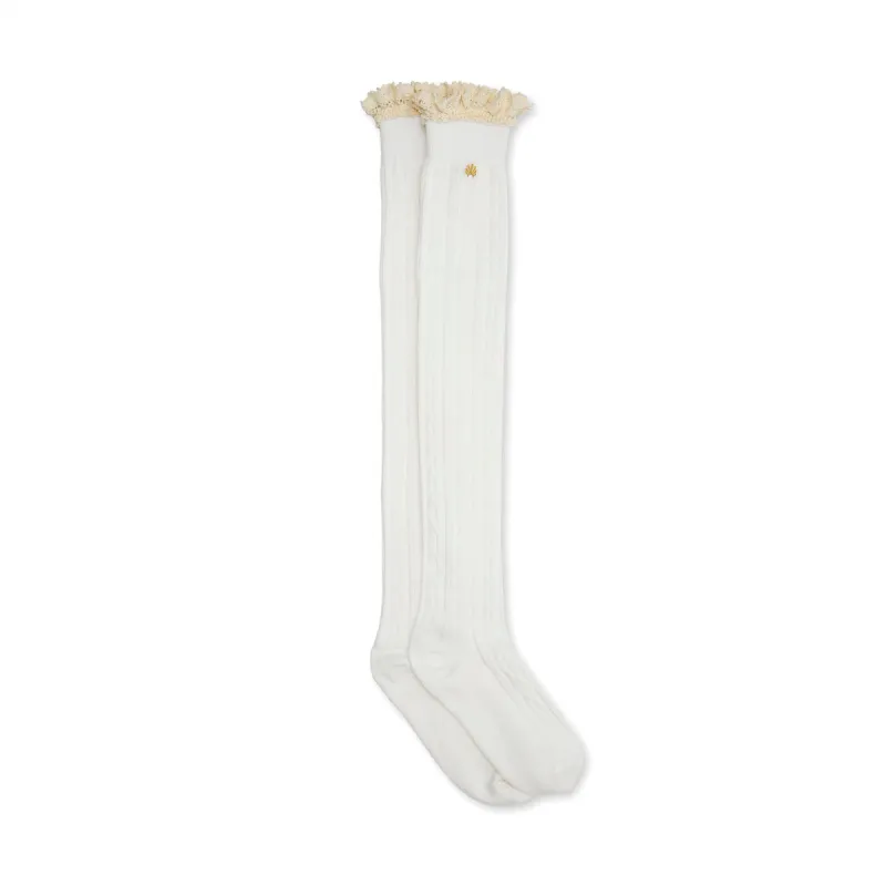 IVORY VICTORIA KNEE HIGH SOCK sold by Lele Sadoughi