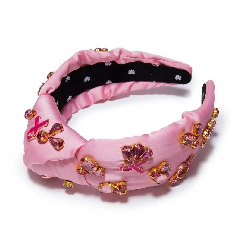 LIPSTICK PINK BREAST CANCER AWARENESS JEWELED KNOTTED HEADBAND sold by Lele Sadoughi