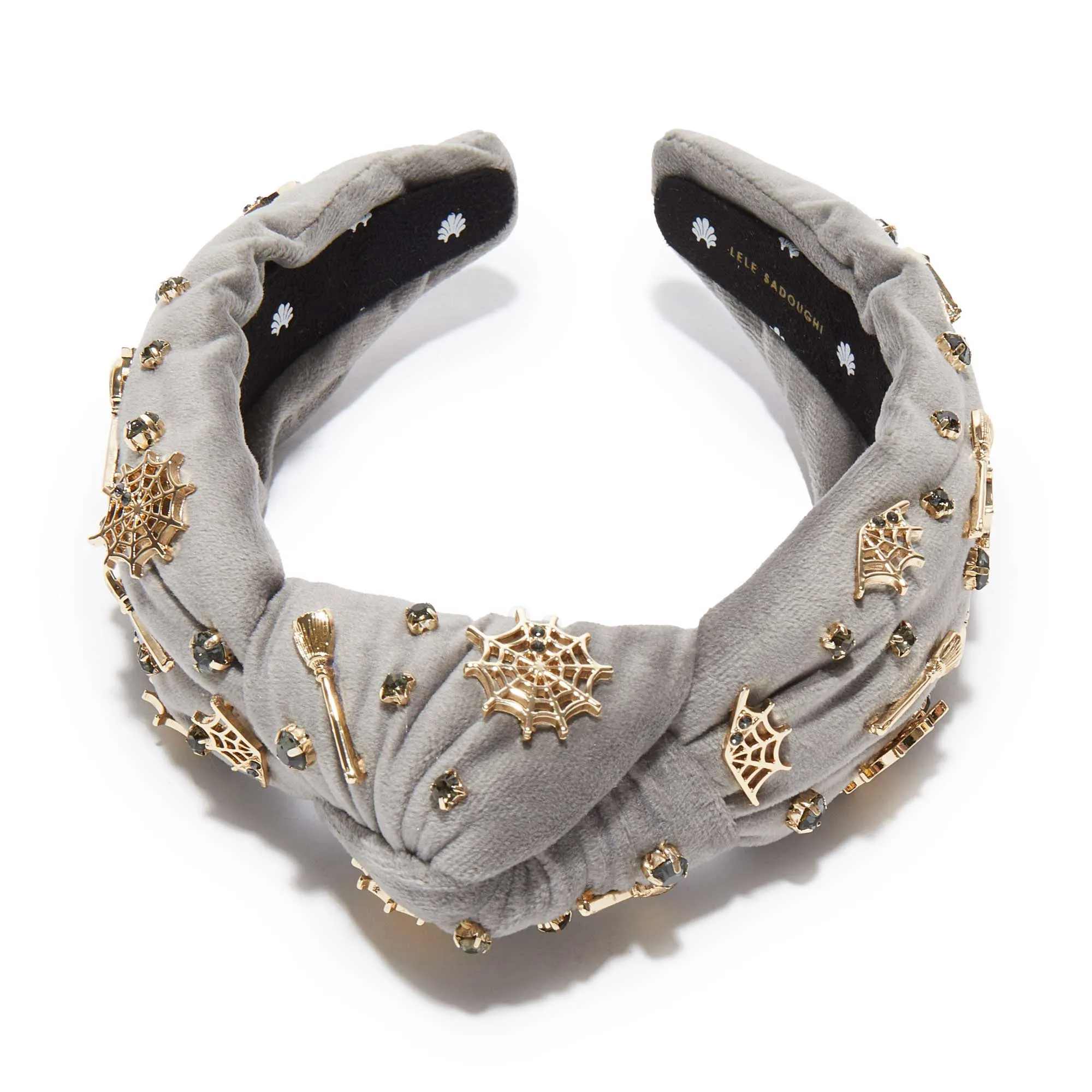 CHARCOAL SPOOKY EMBELLISHED KNOTTED HEADBAND sold by Lele Sadoughi product image thumbnail 3