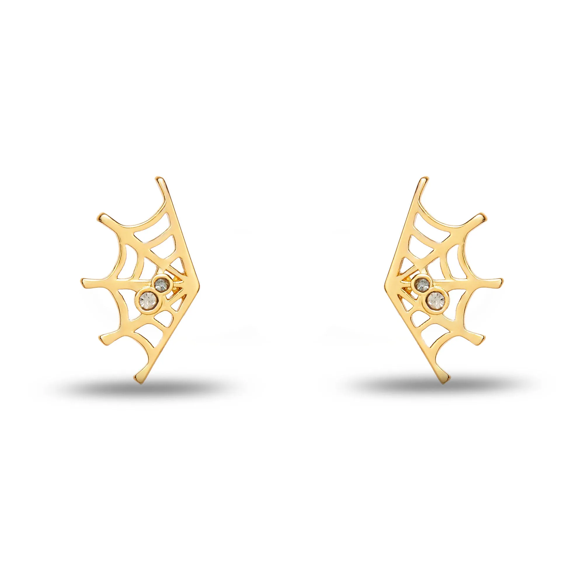 GOLD COBWEB SPARKLE STUD EARRINGS sold by Lele Sadoughi