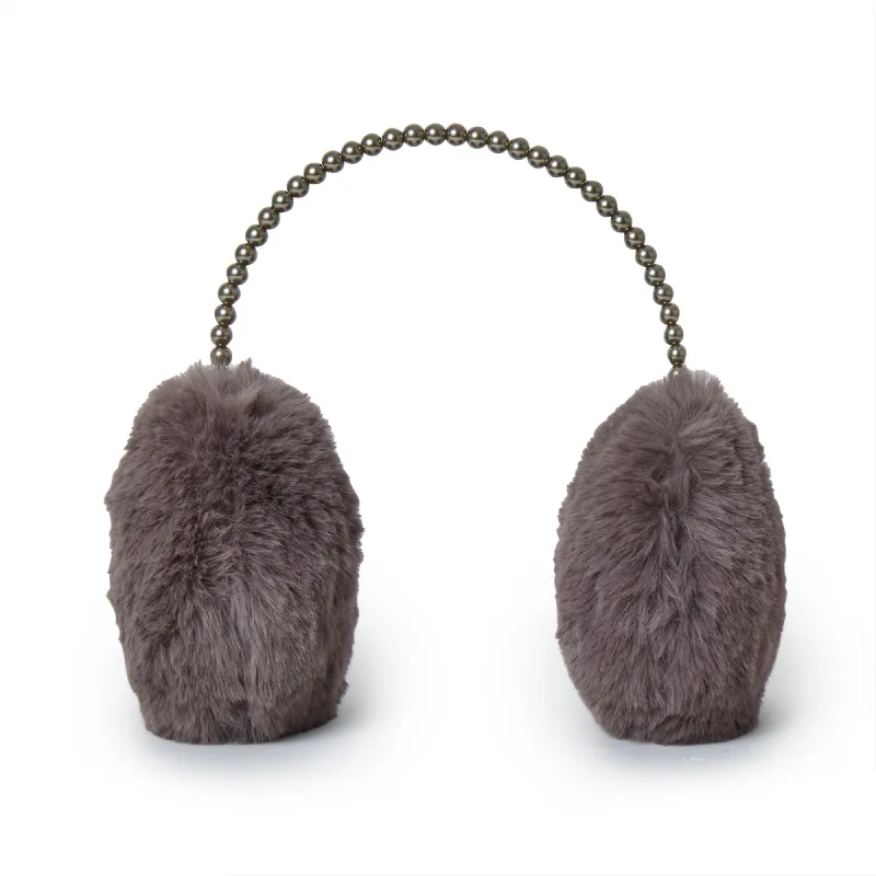 CHARCOAL FAUX FUR PEARL EARMUFFS sold by Lele Sadoughi