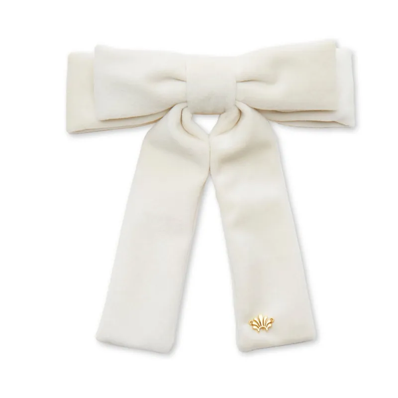 IVORY VELVET ANTOINETTE BOW BARRETTE sold by Lele Sadoughi