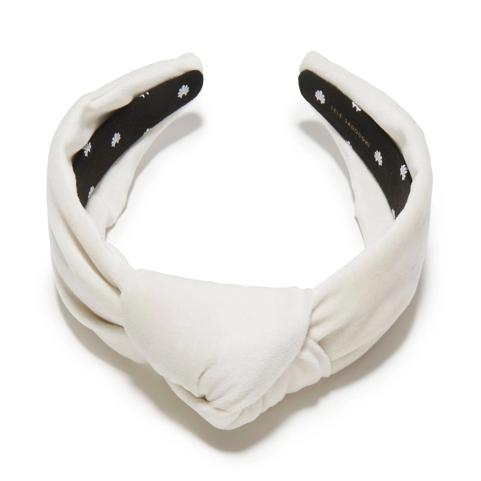 IVORY VELVET KNOTTED HEADBAND sold by Lele Sadoughi product image thumbnail 3