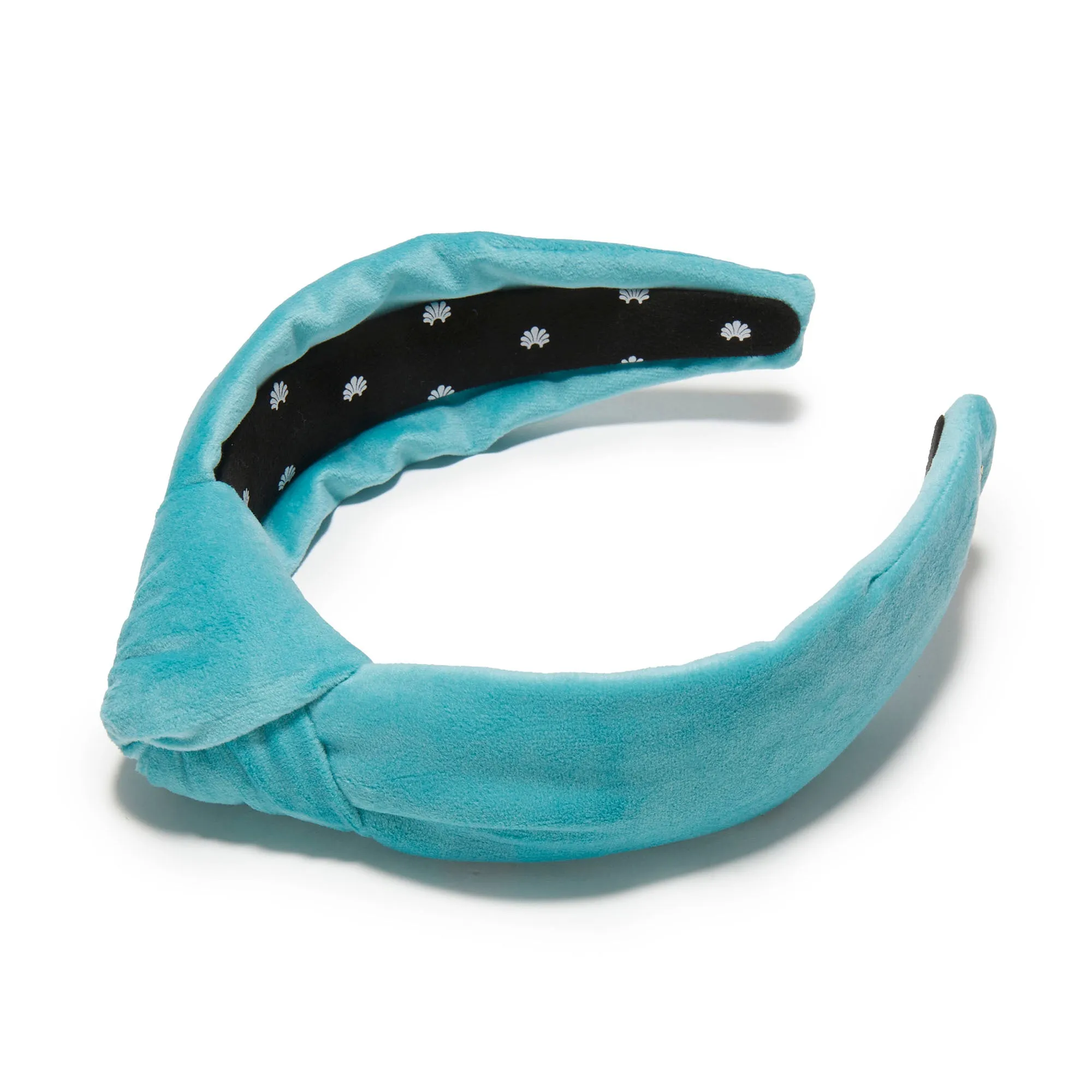 BRIGHT TURQUOISE VELVET KNOTTED HEADBAND sold by Lele Sadoughi