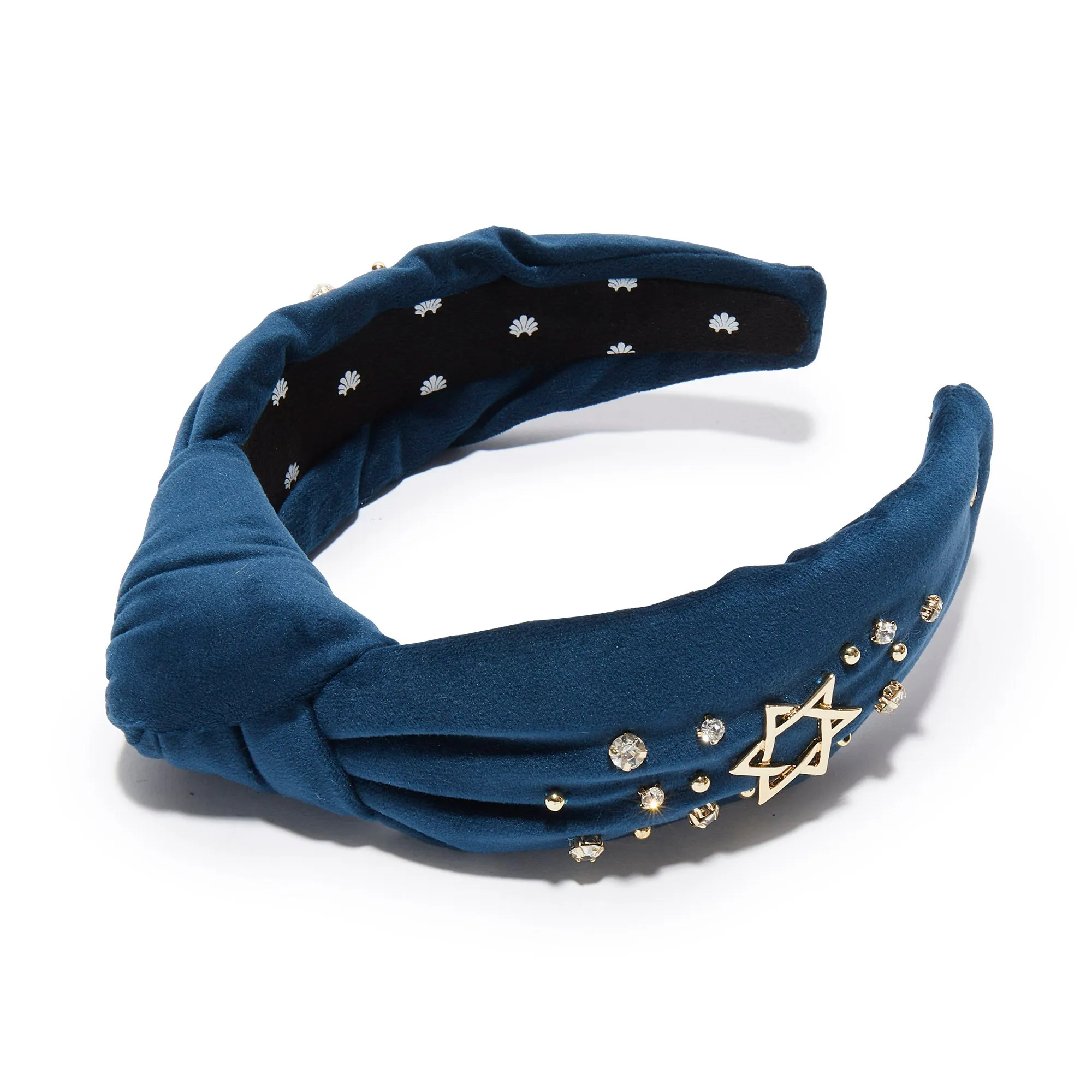 NAVY CRYSTAL STAR HOLIDAY KNOTTED HEADBAND sold by Lele Sadoughi