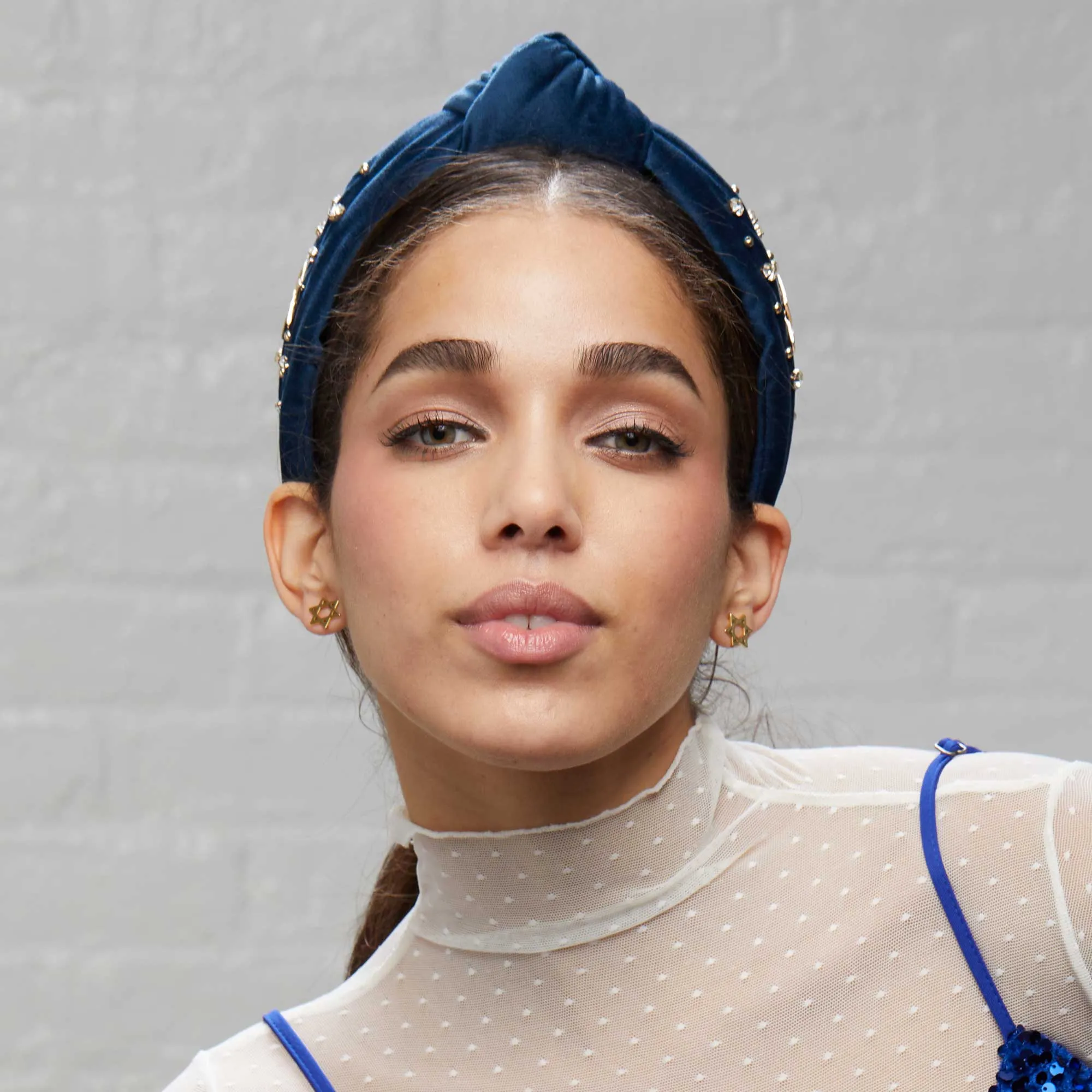 NAVY CRYSTAL STAR HOLIDAY KNOTTED HEADBAND sold by Lele Sadoughi product image thumbnail 4