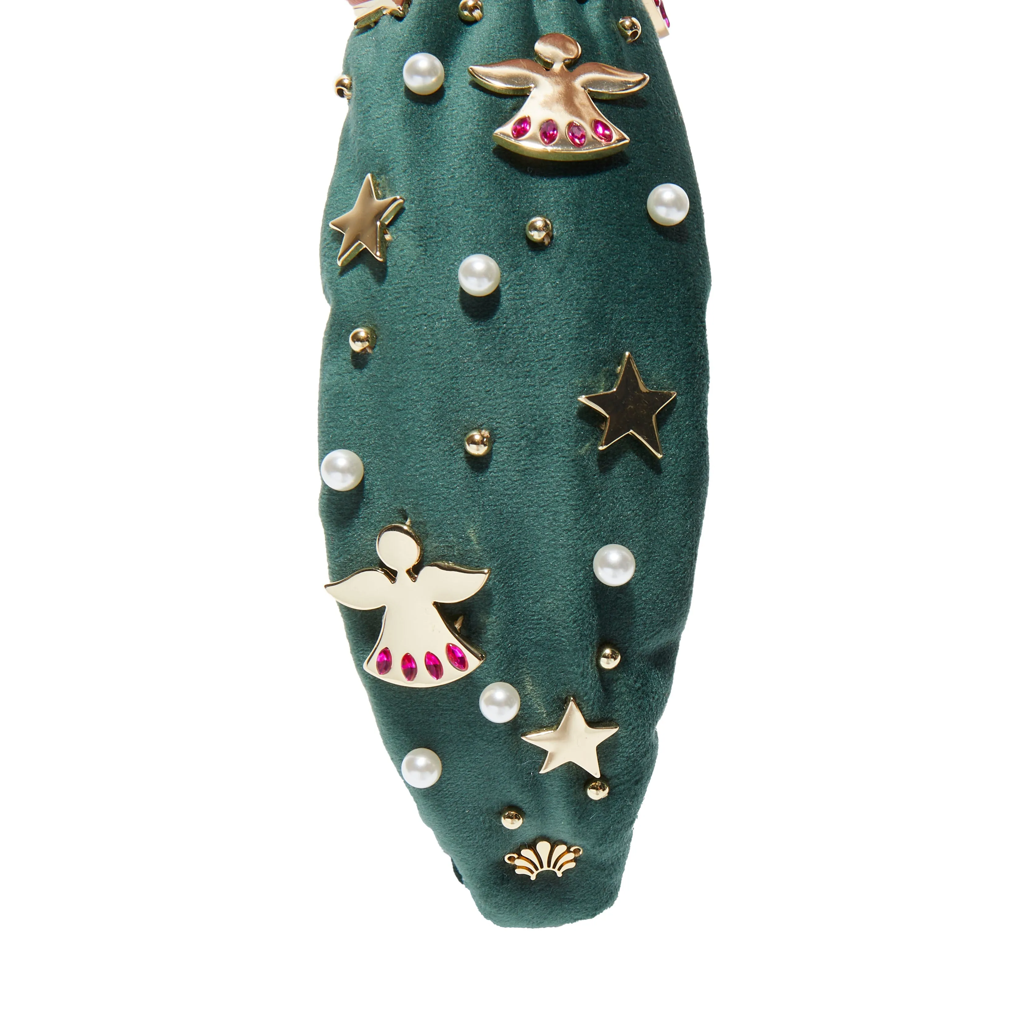 FOREST GREEN ANGEL BELL EMBELLISHED KNOTTED HEADBAND sold by Lele Sadoughi product image thumbnail 5