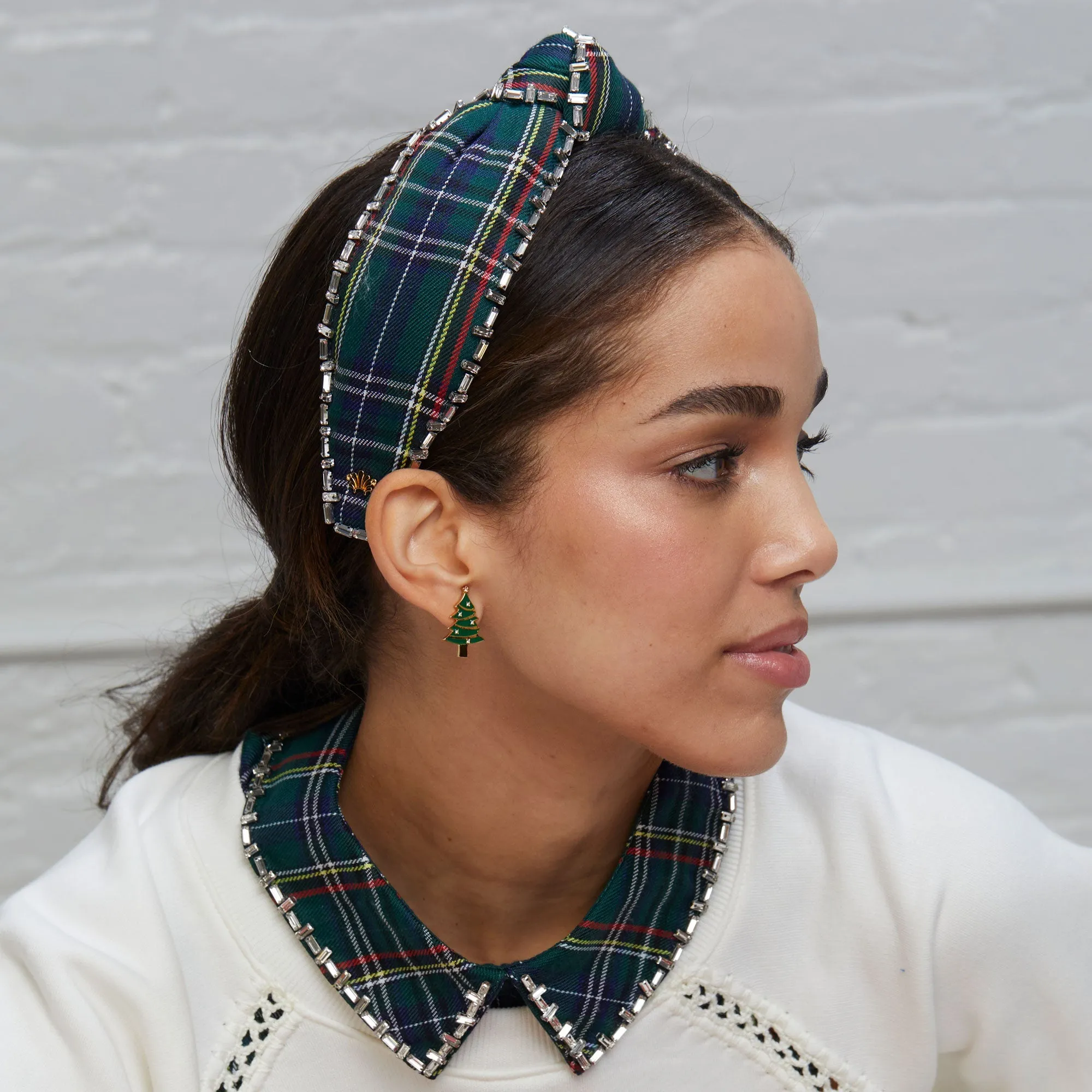 HOLIDAY PLAID CRYSTAL STITCH KNOTTED HEADBAND sold by Lele Sadoughi product image thumbnail 4