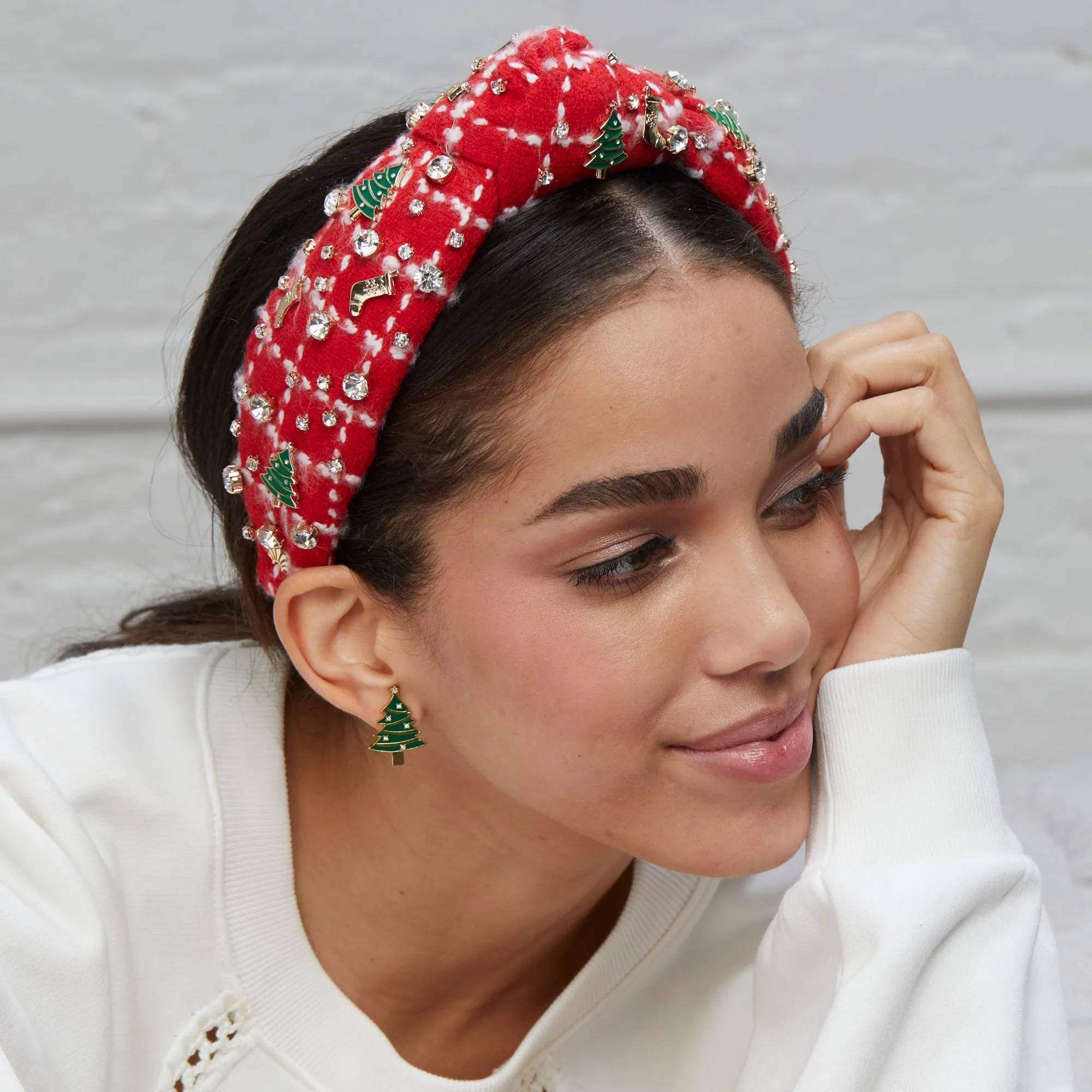 HOLLY RED CHRISTMAS STOCKING KNOTTED HEADBAND sold by Lele Sadoughi product image thumbnail 4