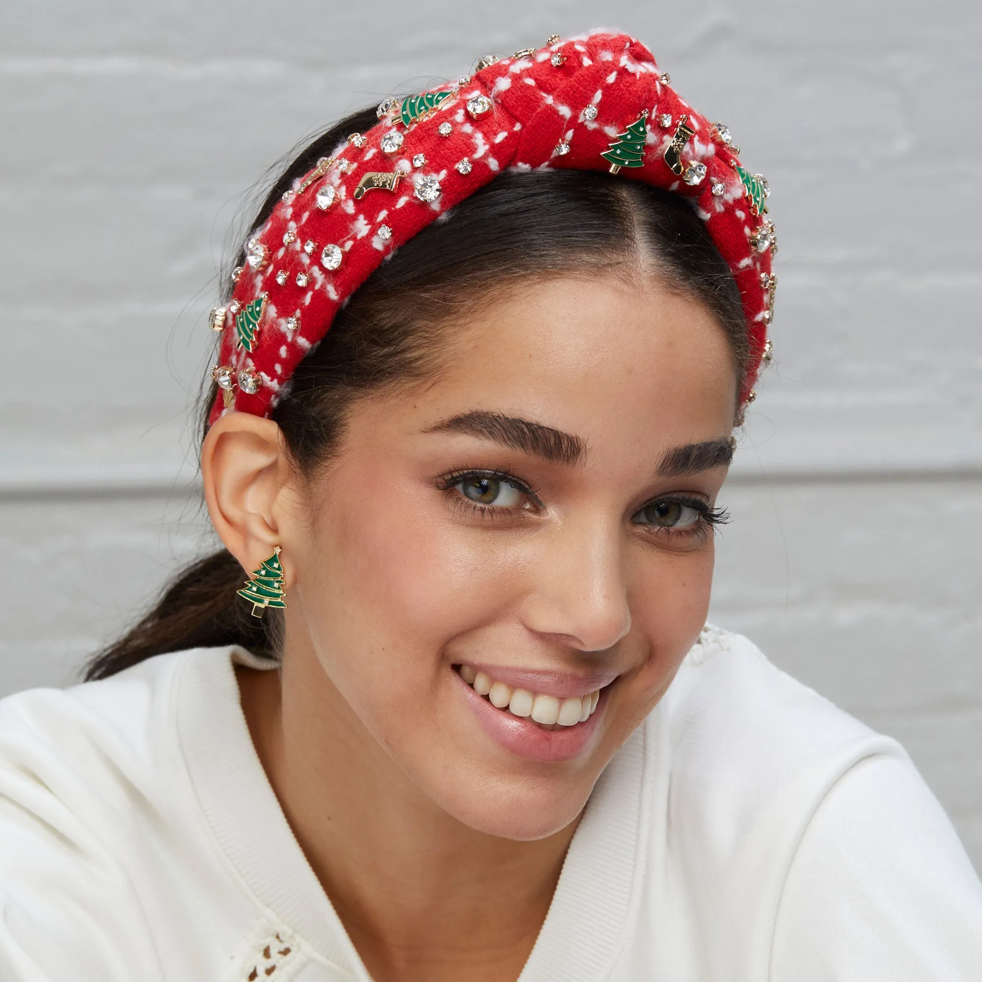 HOLLY RED CHRISTMAS STOCKING KNOTTED HEADBAND sold by Lele Sadoughi product image thumbnail 2