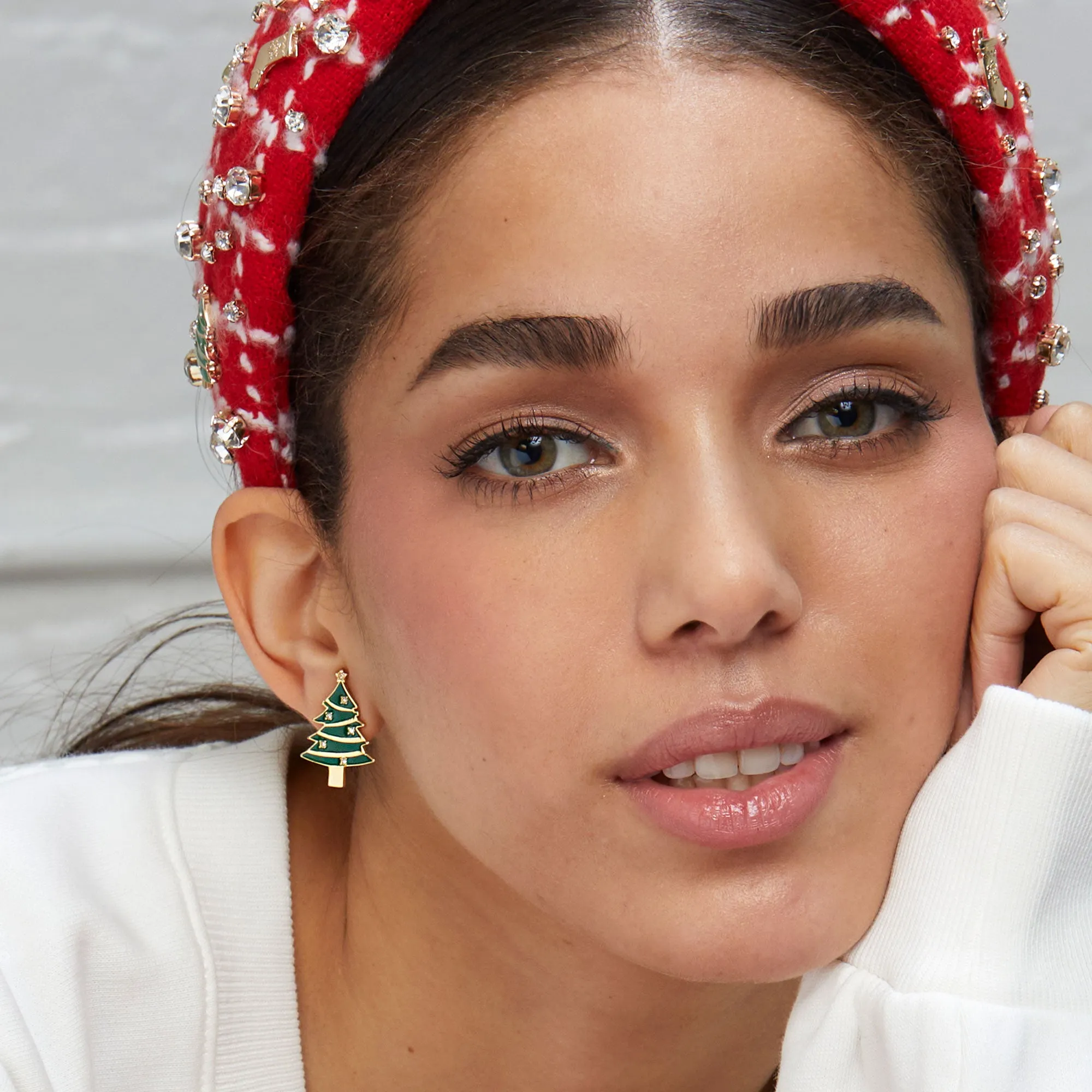 GOLD PINE TREE STUD EARRINGS sold by Lele Sadoughi product image thumbnail 2