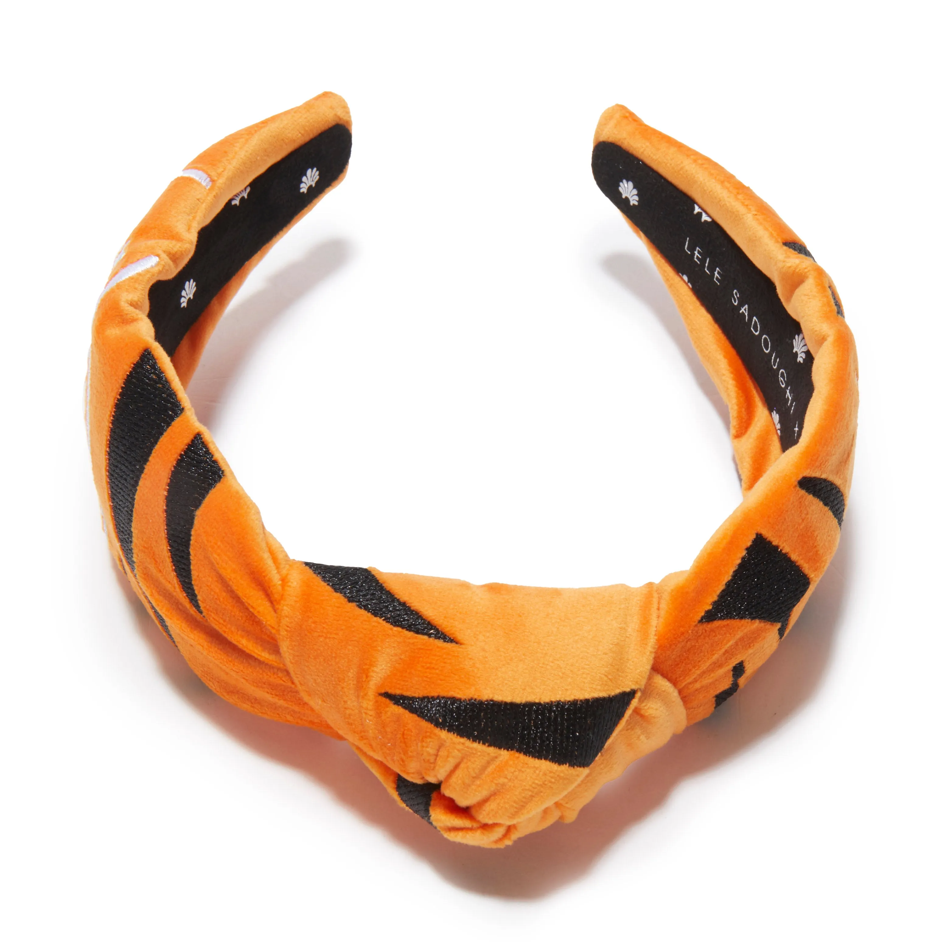 CINCINNATI BENGALS LELE SADOUGHI X NFL ORANGE EMBROIDERED KNOTTED HEADBAND sold by Lele Sadoughi product image thumbnail 3