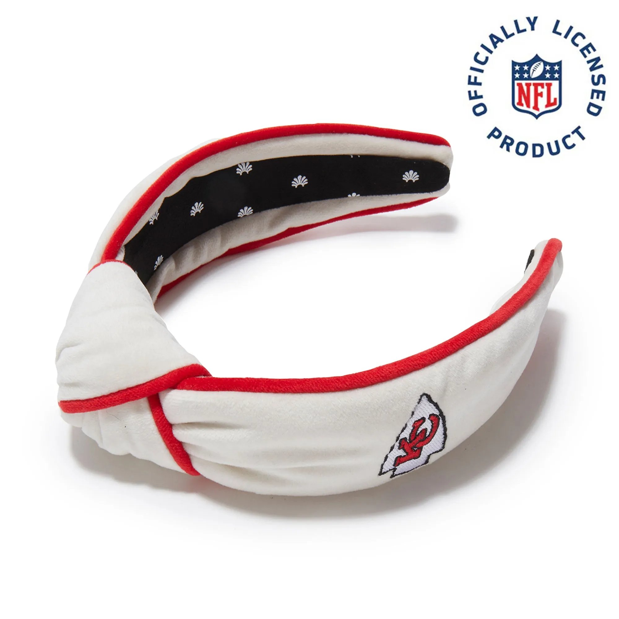 KANSAS CITY CHIEFS LELE SADOUGHI X NFL IVORY EMBROIDERED KNOTTED HEADBAND sold by Lele Sadoughi