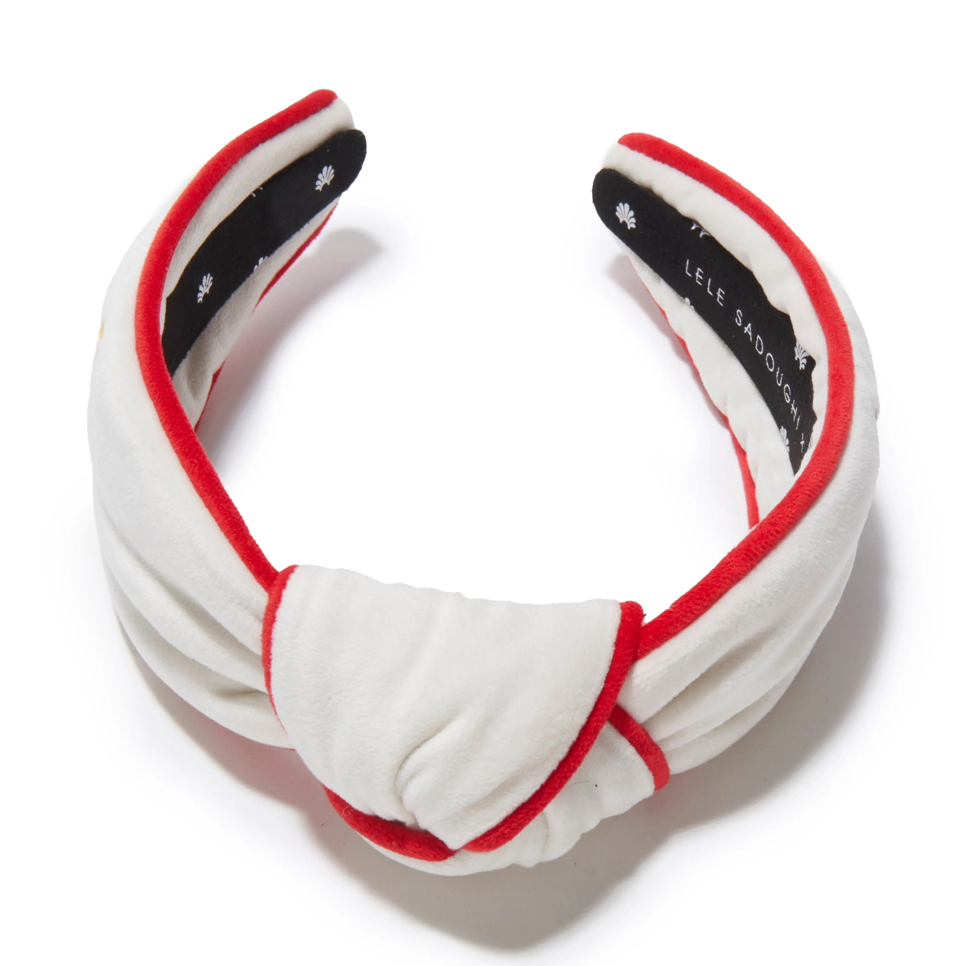 KANSAS CITY CHIEFS LELE SADOUGHI X NFL IVORY EMBROIDERED KNOTTED HEADBAND sold by Lele Sadoughi product image thumbnail 3