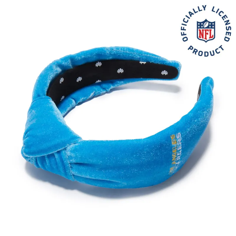 LA CHARGERS LELE SADOUGHI X NFL POWDER BLUE EMBROIDERED KNOTTED HEADBAND sold by Lele Sadoughi