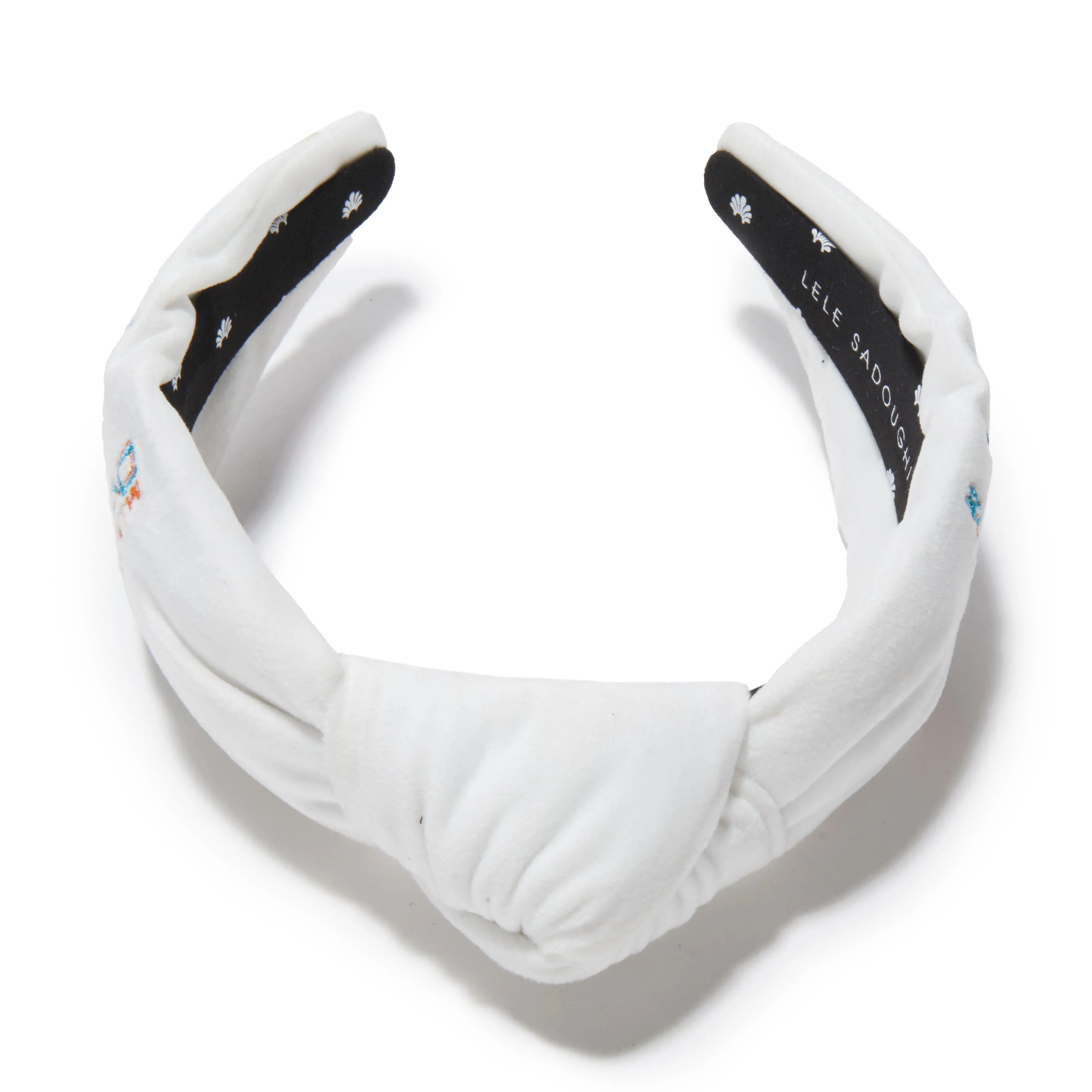 MIAMI DOPHINS LELE SADOUGHI X NFL IVORY EMBROIDERED KNOTTED HEADBAND sold by Lele Sadoughi product image thumbnail 4