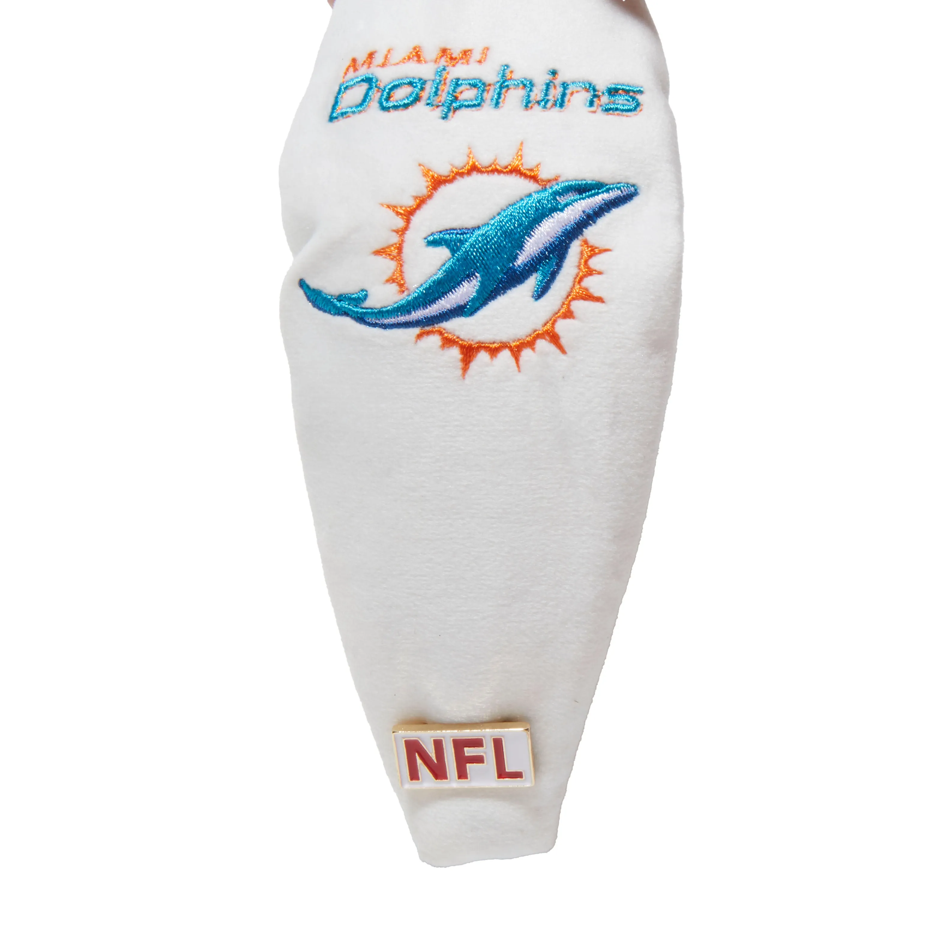 MIAMI DOPHINS LELE SADOUGHI X NFL IVORY EMBROIDERED KNOTTED HEADBAND sold by Lele Sadoughi product image thumbnail 3