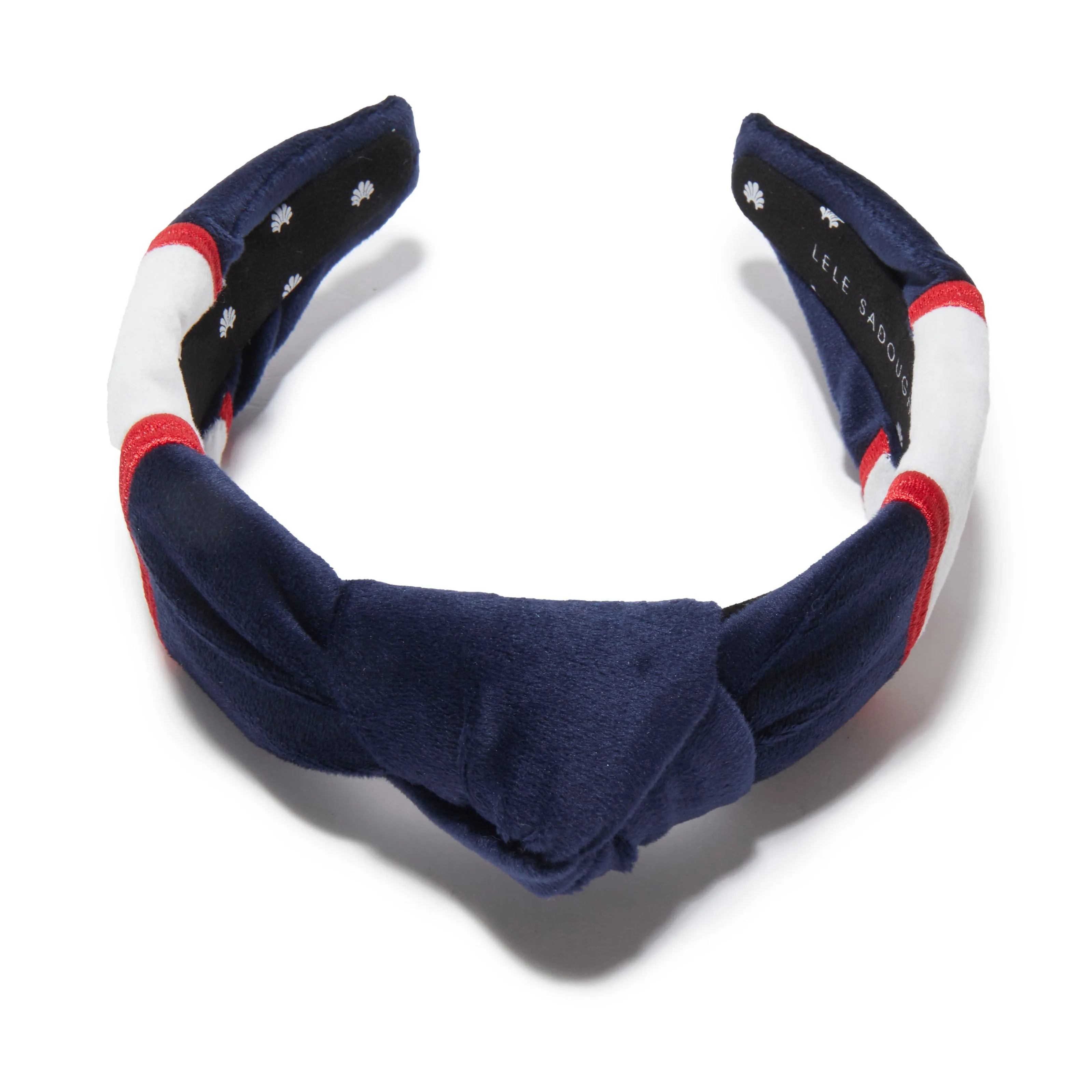 NEW ENGLAND PATRIOTS LELE SADOUGHI X NFL NAVY EMBROIDERED KNOTTED HEADBAND sold by Lele Sadoughi product image thumbnail 3