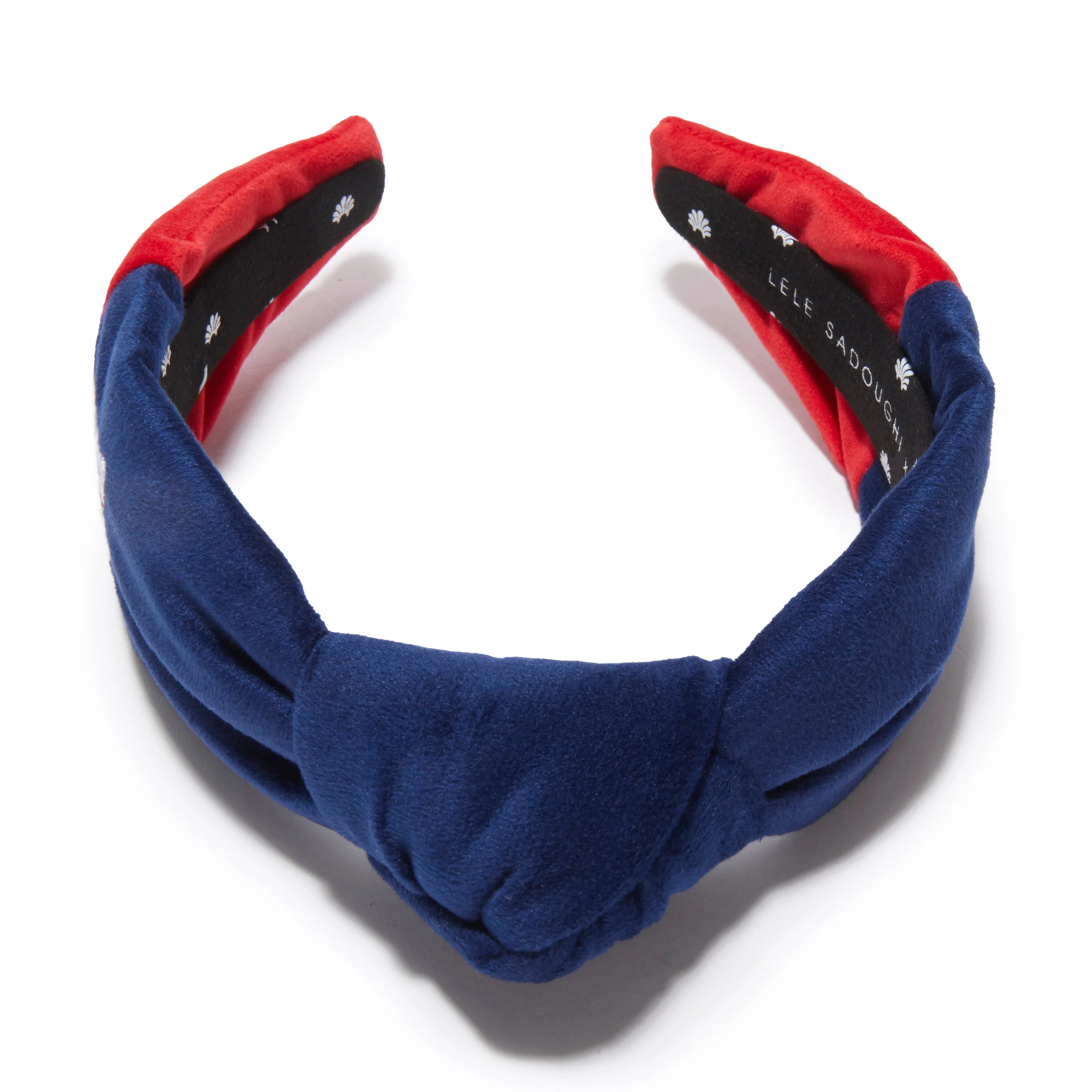 NEW YORK GIANTS LELE SADOUGHI X NFL BLUE RED EMBROIDERED KNOTTED HEADBAND sold by Lele Sadoughi product image thumbnail 3