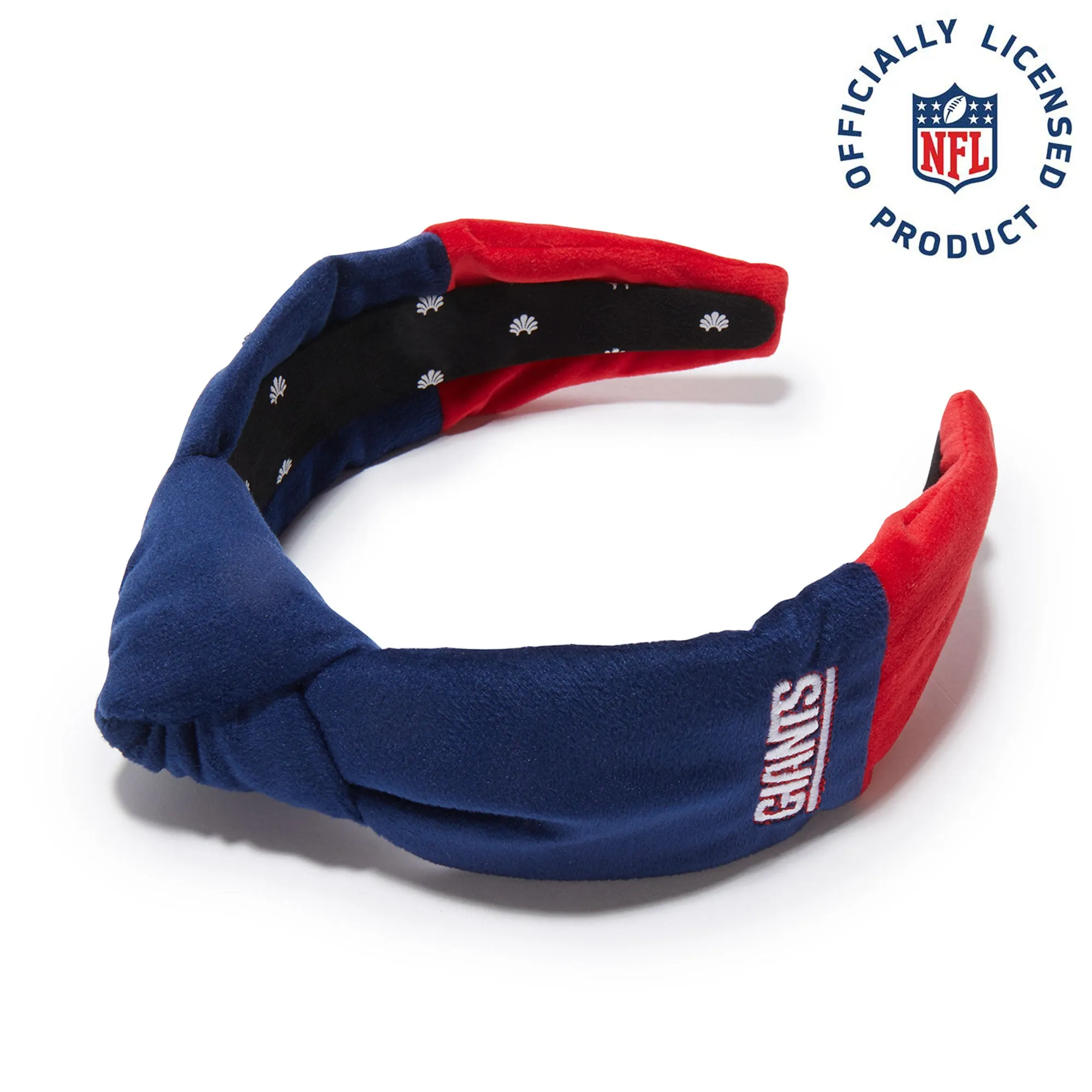 NEW YORK GIANTS LELE SADOUGHI X NFL BLUE RED EMBROIDERED KNOTTED HEADBAND sold by Lele Sadoughi