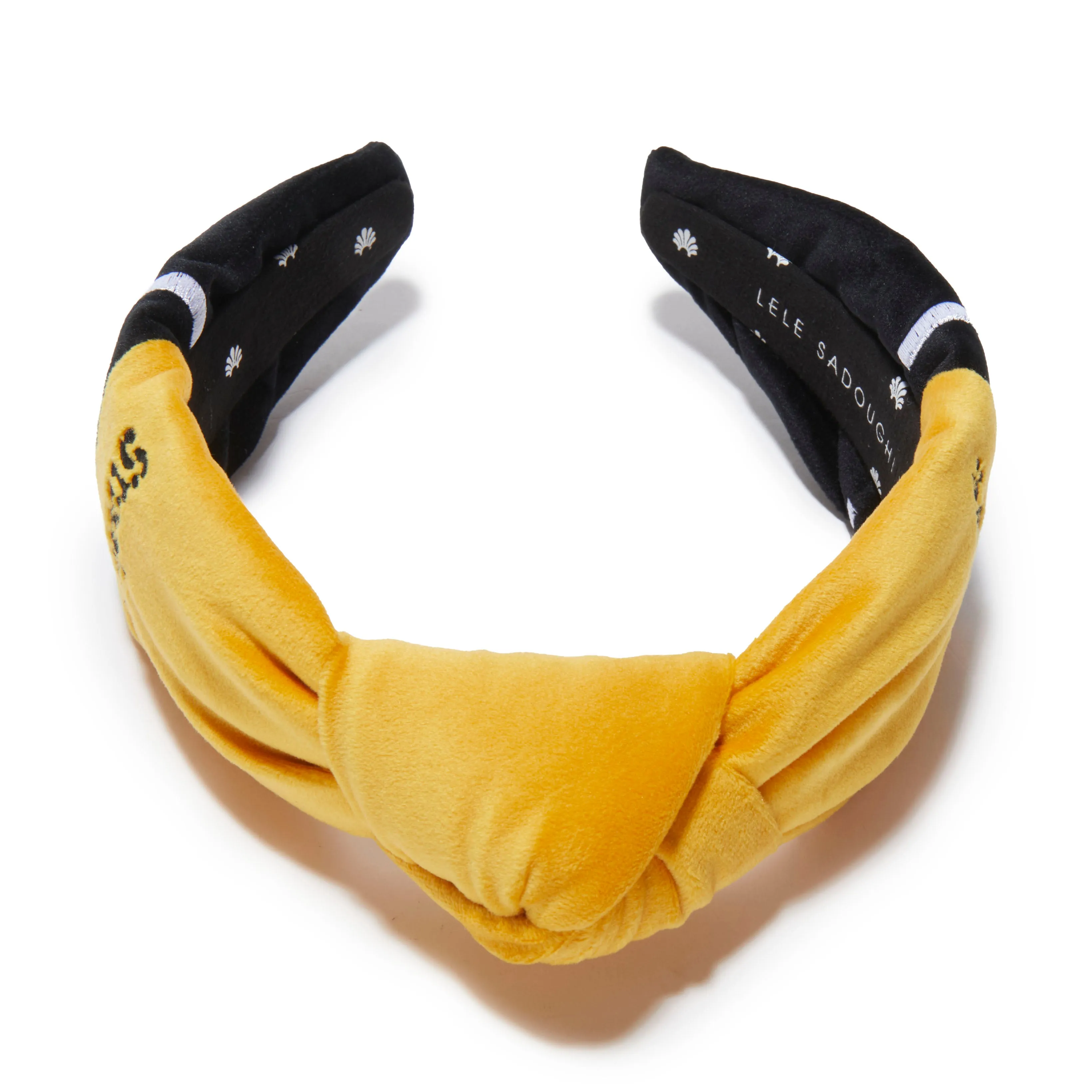 PITTSBURGH STEELERS LELE SADOUGHI X NFL GOLD EMBROIDERED KNOTTED HEADBAND sold by Lele Sadoughi product image thumbnail 4