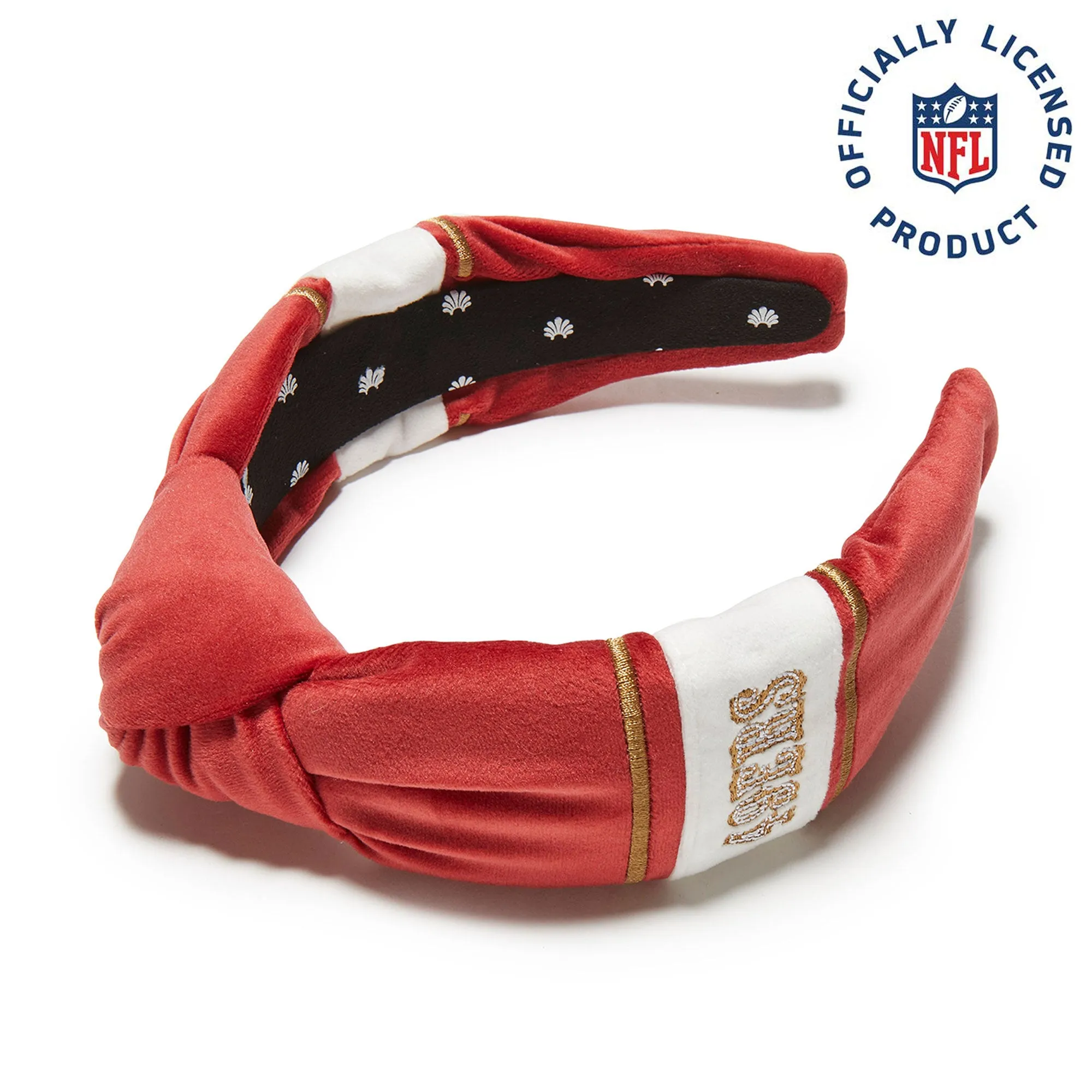SF 49ERS EMBROIDERED LELE SADOUGHI X NFL RED KNOTTED HEADBAND sold by Lele Sadoughi