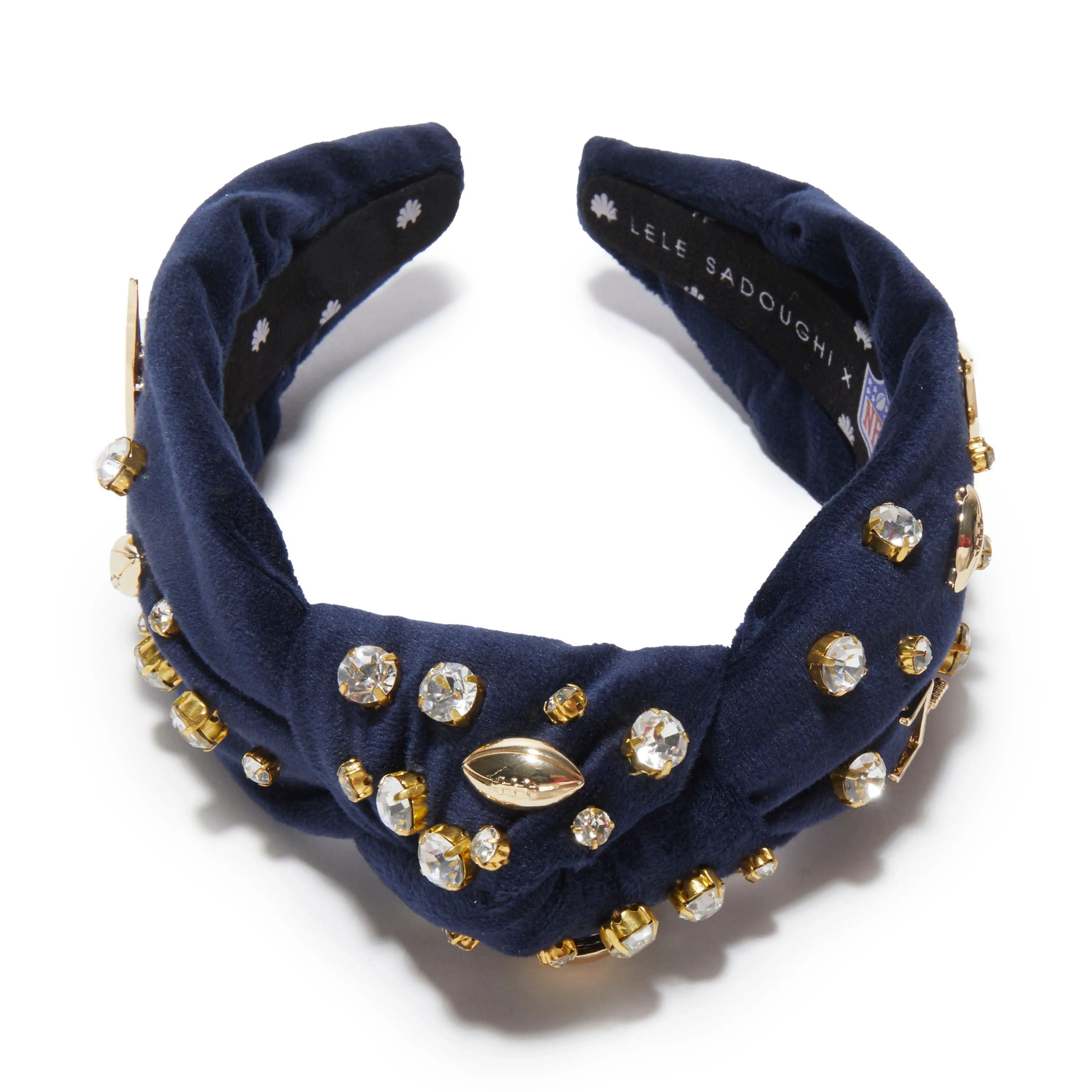 NEW ENGLAND PATRIOTS LELE SADOUGHI X NFL NAVY EMBELLISHED KNOTTED HEADBAND sold by Lele Sadoughi product image thumbnail 3