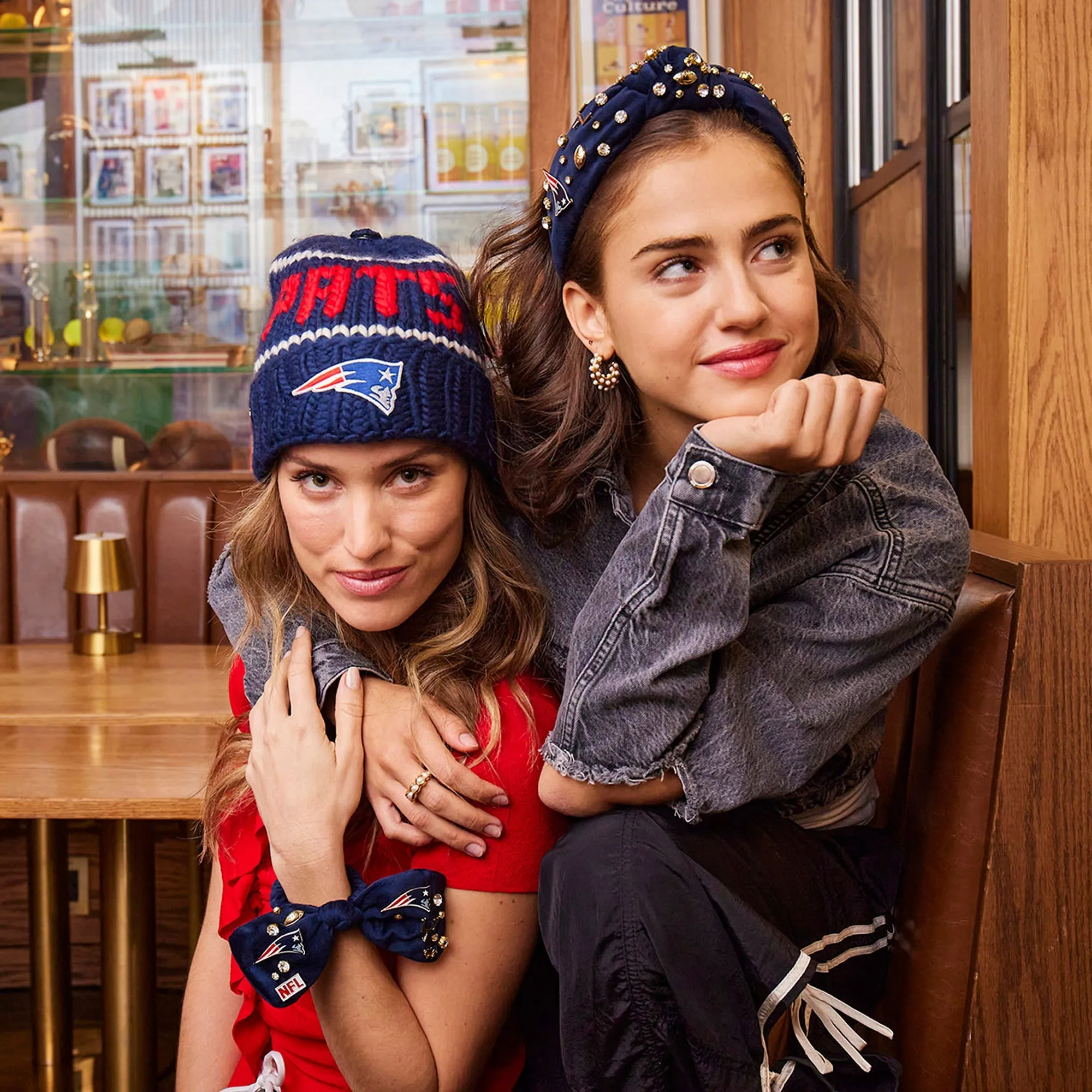 NEW ENGLAND PATRIOTS LELE SADOUGHI X NFL NAVY EMBELLISHED KNOTTED HEADBAND sold by Lele Sadoughi product image thumbnail 2