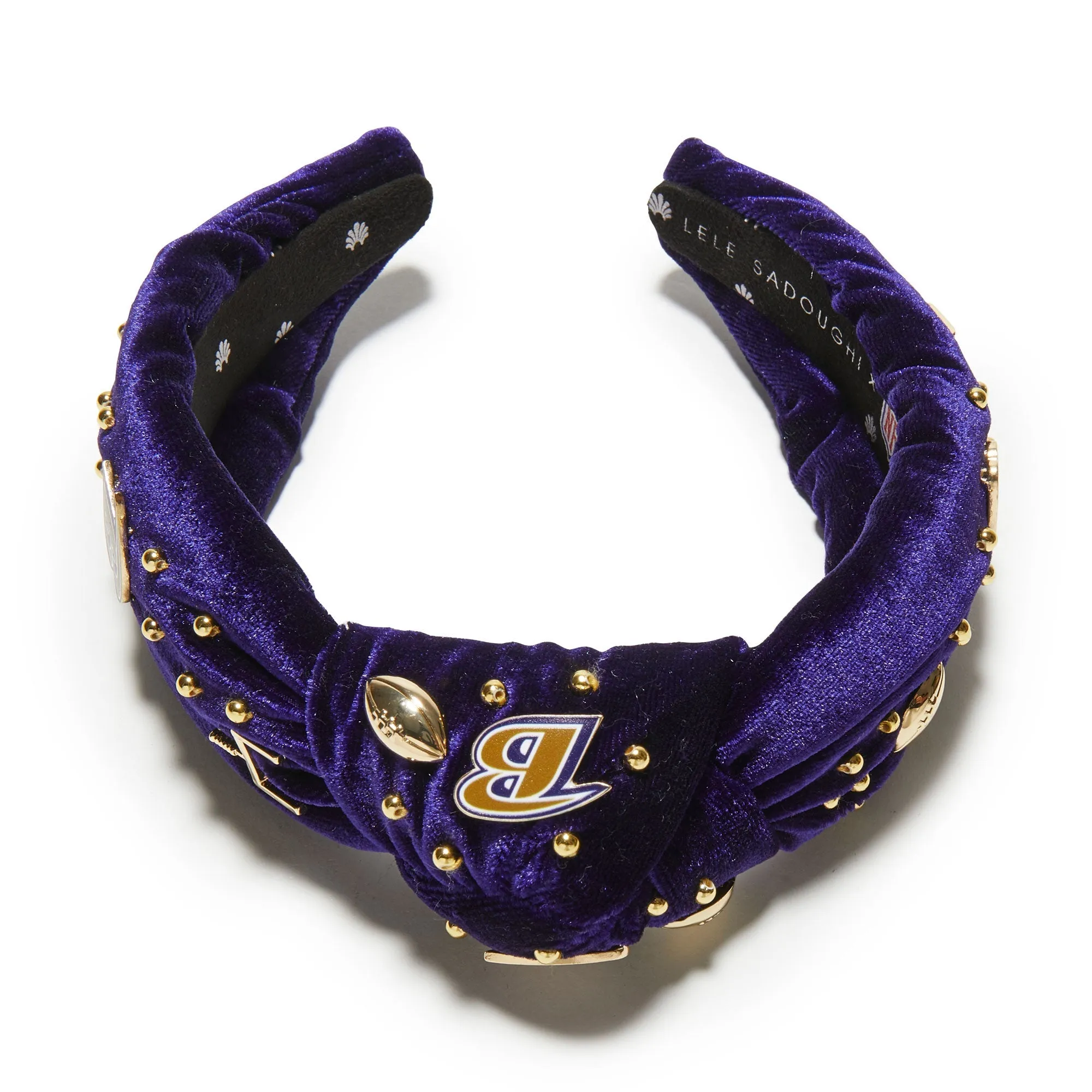 BALTIMORE RAVENS LELE SADOUGHI X NFL PURPLE EMBELLISHED KNOTTED HEADBAND sold by Lele Sadoughi product image thumbnail 3