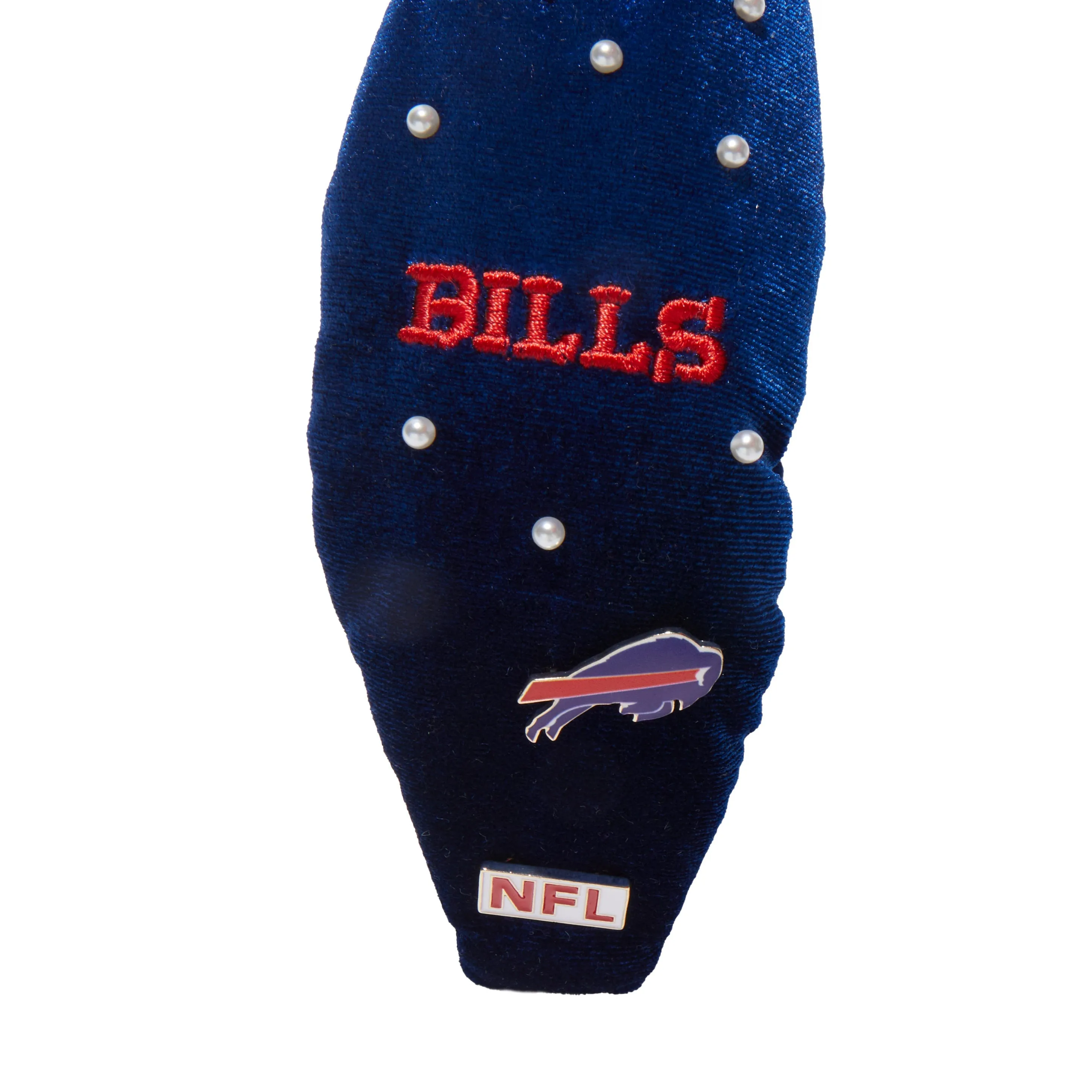 BUFFALO BILLS LELE SADOUGHI X NFL BLUE EMBELLISHED KNOTTED HEADBAND sold by Lele Sadoughi product image thumbnail 4
