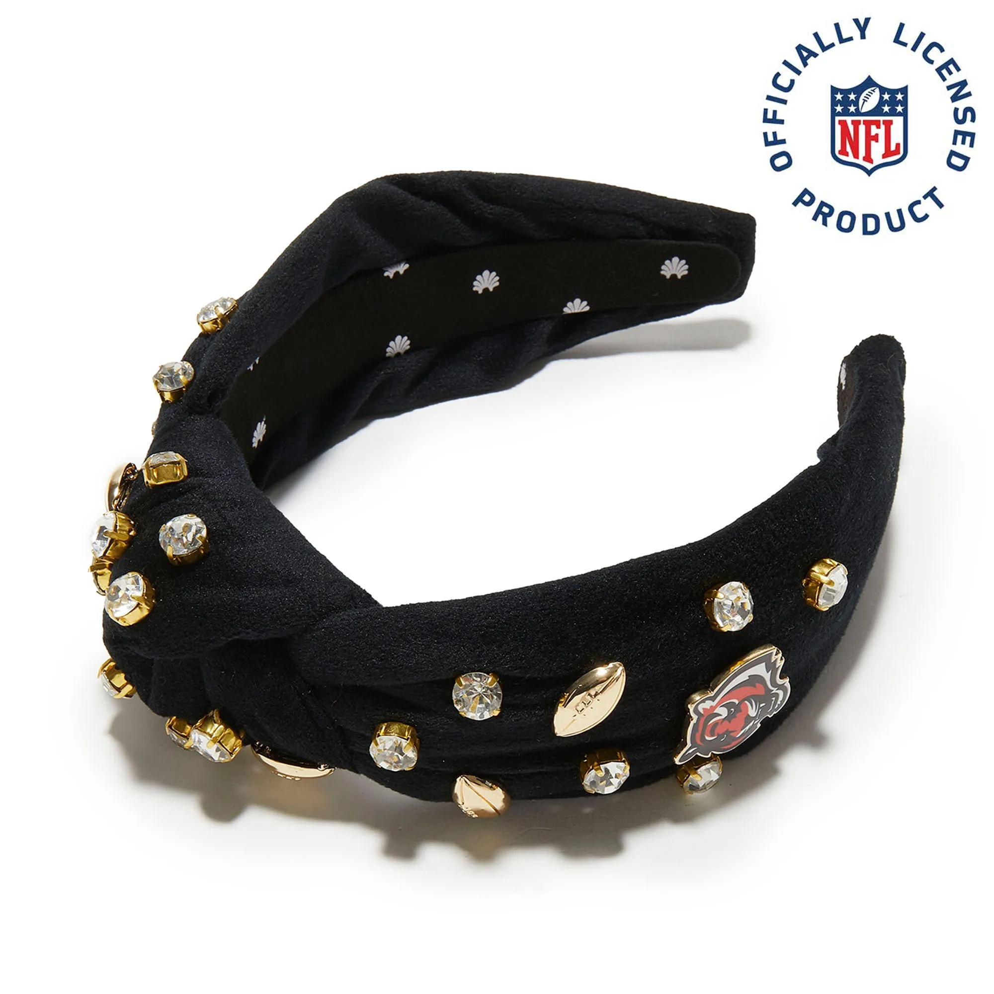 CINCINNATI BENGALS LELE SADOUGHI X NFL JET EMBELLISHED KNOTTED HEADBAND sold by Lele Sadoughi