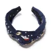 DENVER BRONCOS LELE SADOUGHI X NFL NAVY EMBELLISHED KNOTTED HEADBAND sold by Lele Sadoughi