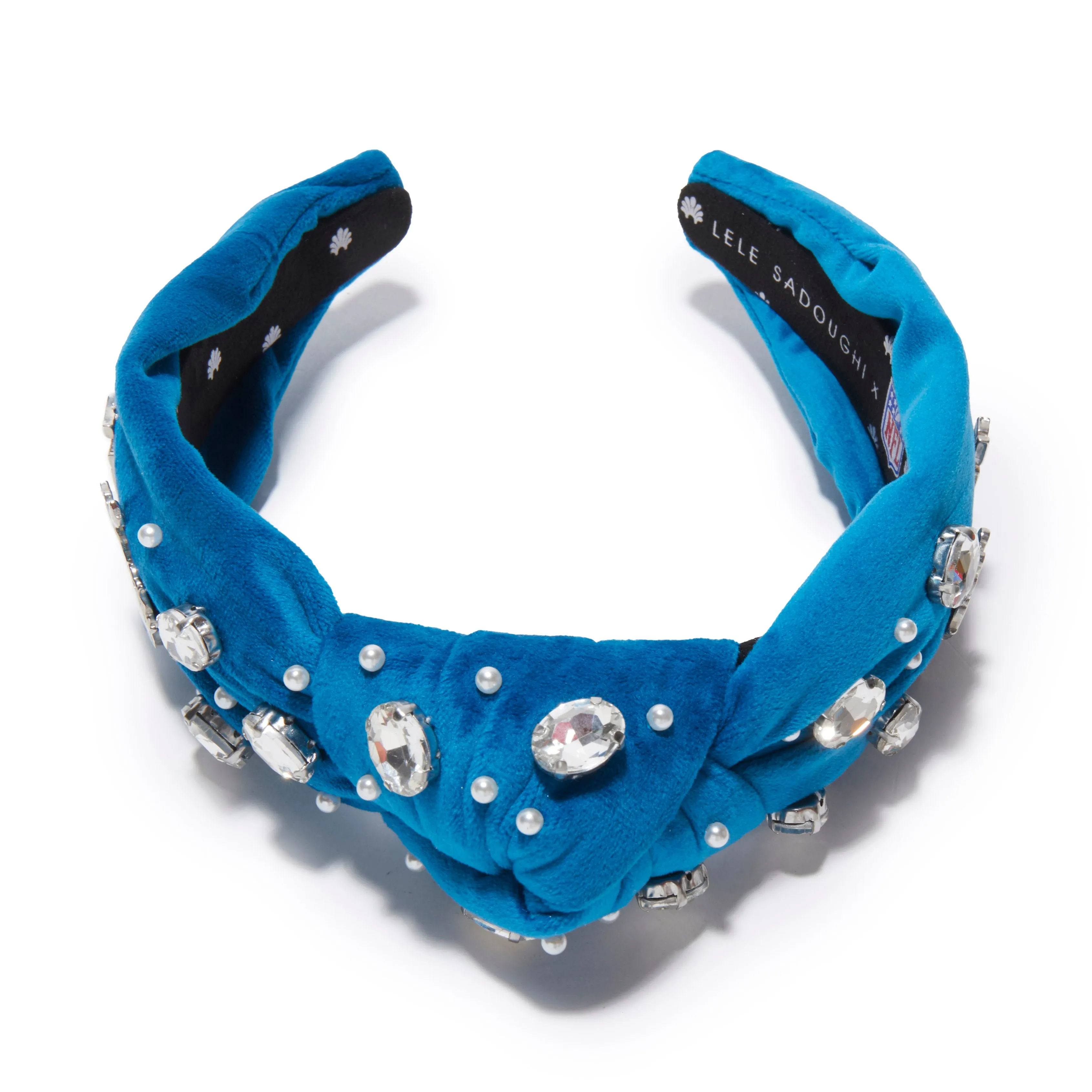 DETROIT LIONS LELE SADOUGHI X NFL BLUE EMBELLISHED KNOTTED HEADBAND sold by Lele Sadoughi product image thumbnail 3