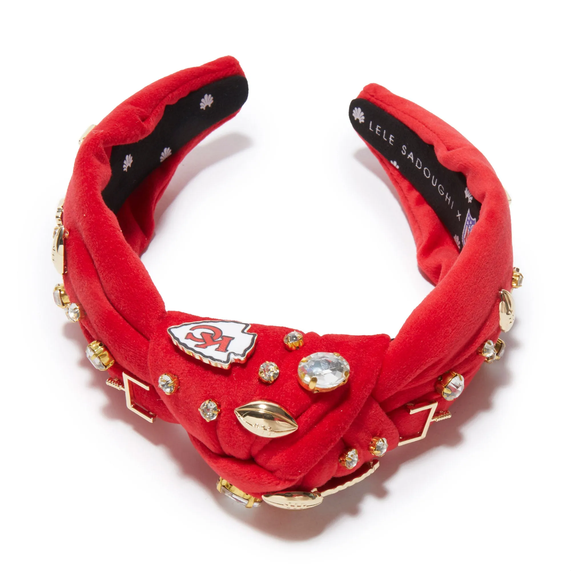 KANSAS CITY CHIEFS LELE SADOUGHI X NFL RED EMBELLISHED KNOTTED HEADBAND sold by Lele Sadoughi product image thumbnail 3
