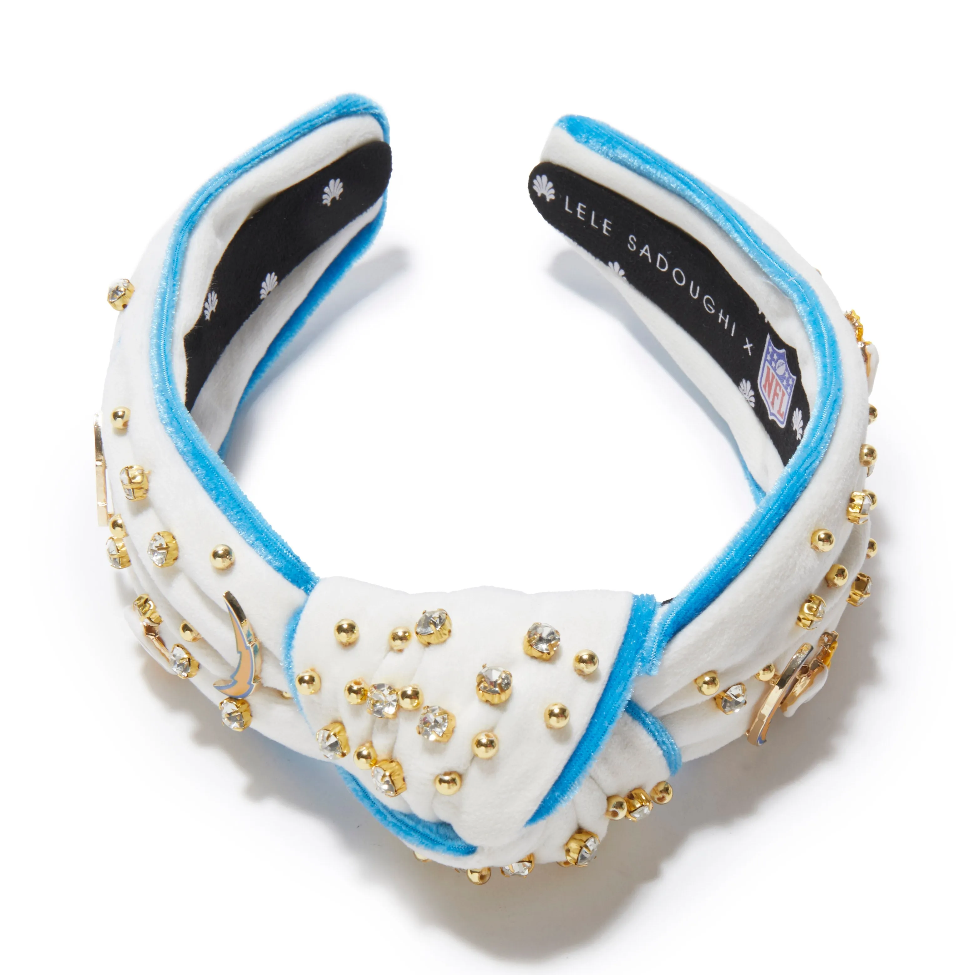 LA CHARGERS LELE SADOUGHI X NFL IVORY EMBELLISHED KNOTTED HEADBAND sold by Lele Sadoughi product image thumbnail 3