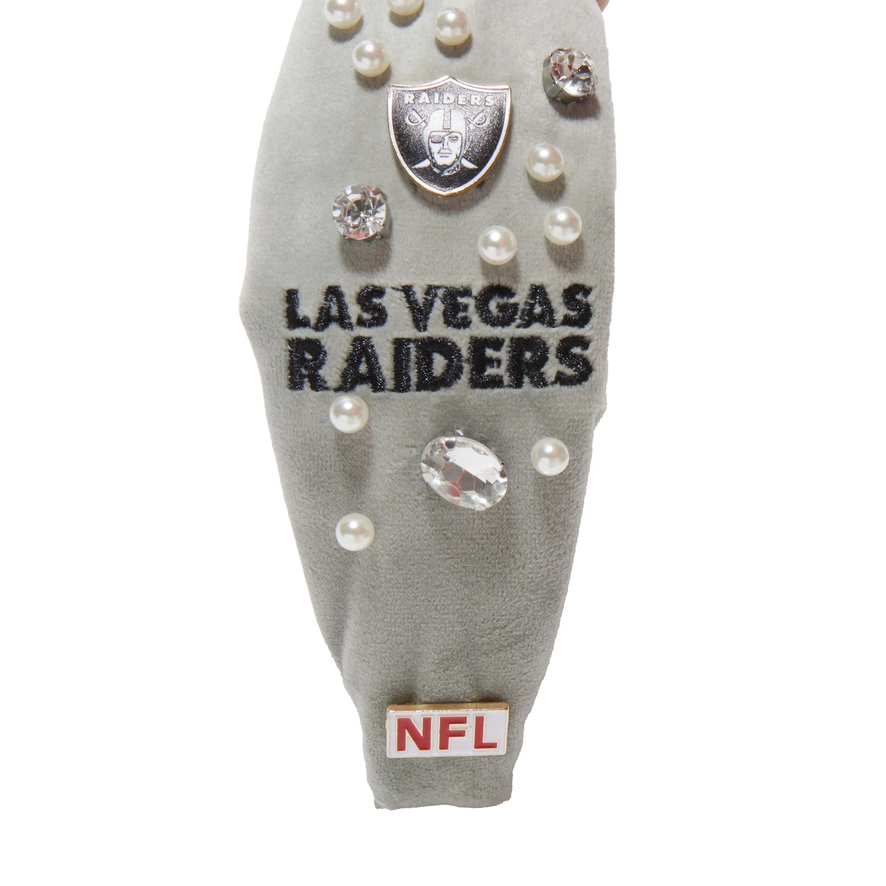 LAS VEGAS RAIDERS LELE SADOUGHI X NFL GREY EMBELLISHED KNOTTED HEADBAND sold by Lele Sadoughi product image thumbnail 4