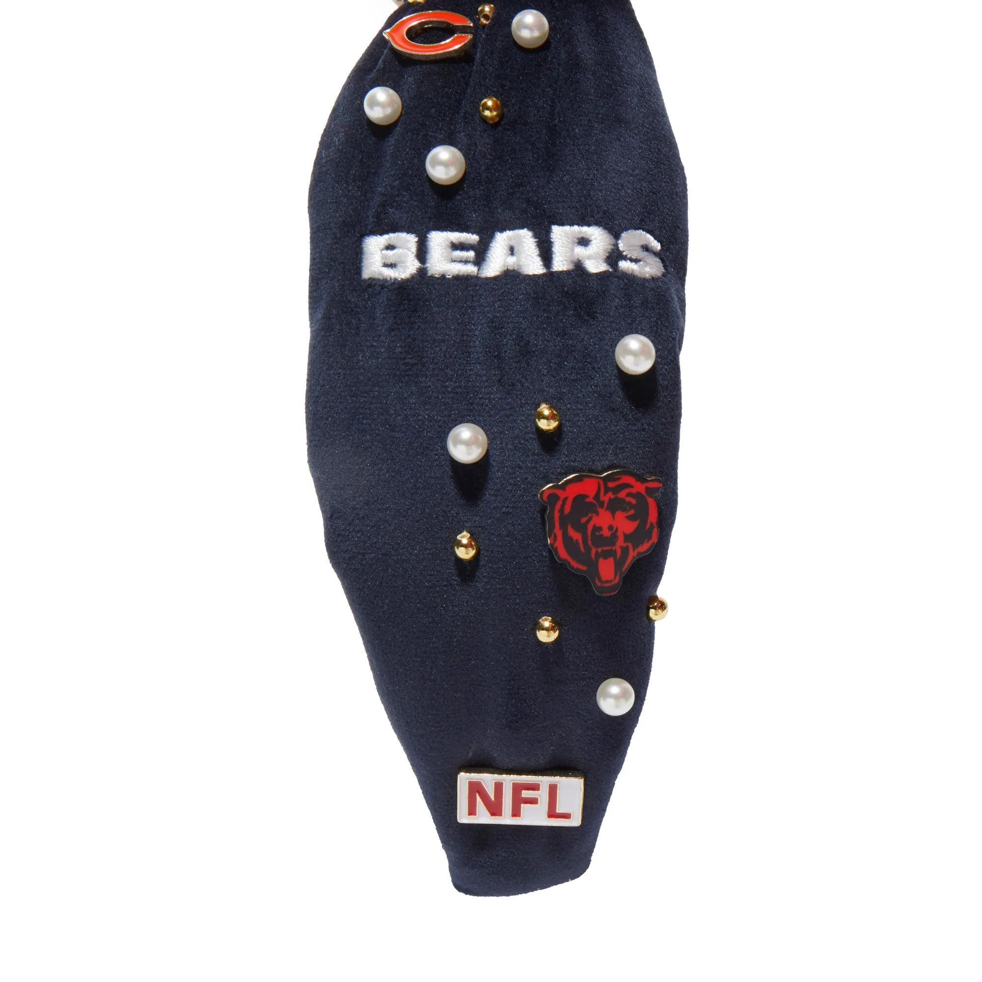 CHICAGO BEARS LELE SADOUGHI X NFL NAVY EMBELLISHED KNOTTED HEADBAND sold by Lele Sadoughi product image thumbnail 4