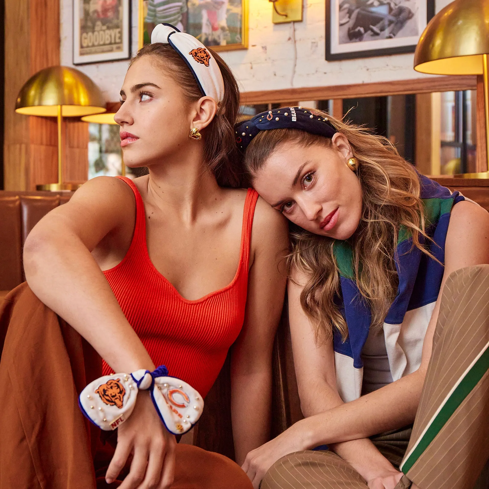 CHICAGO BEARS LELE SADOUGHI X NFL NAVY EMBELLISHED KNOTTED HEADBAND sold by Lele Sadoughi product image thumbnail 2